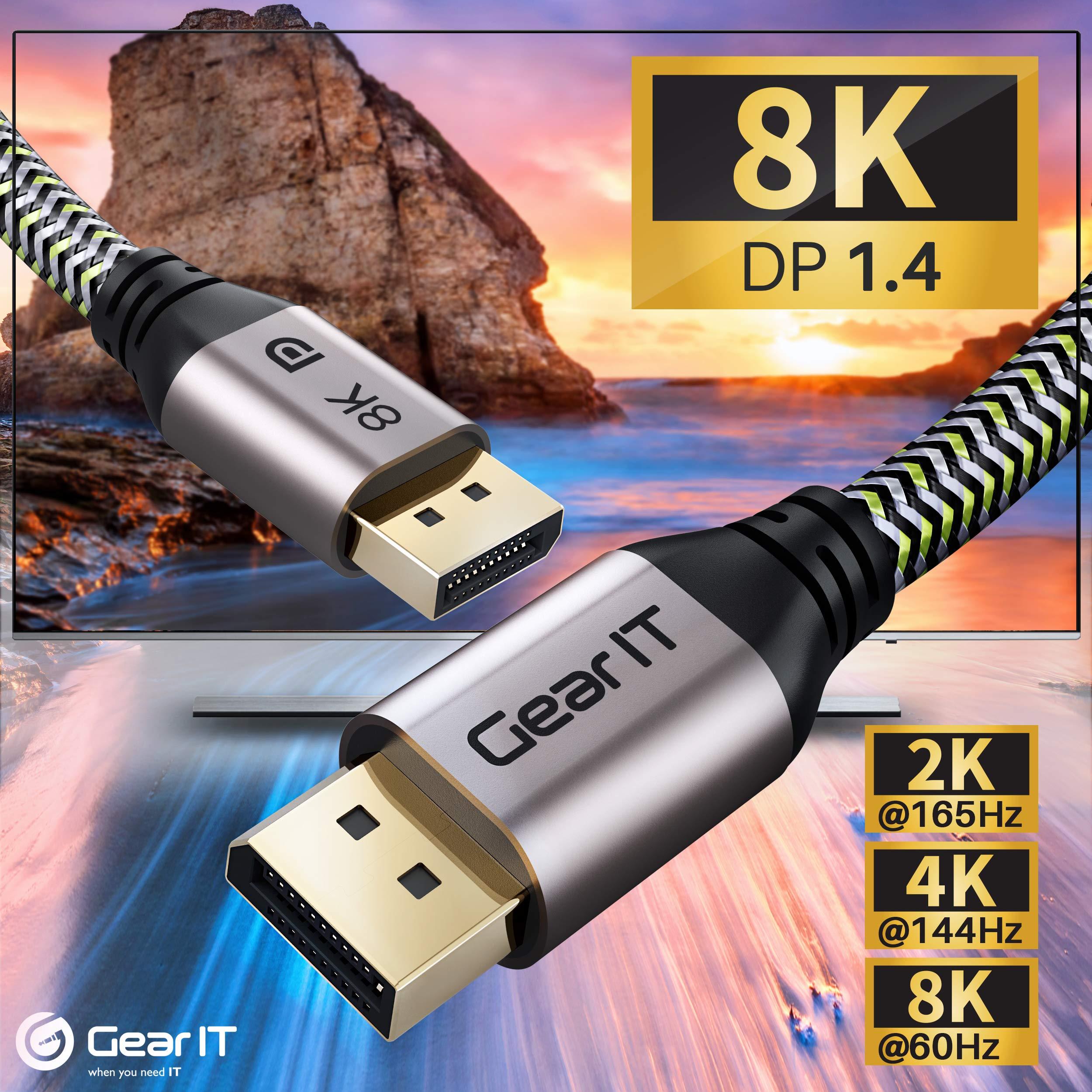 GearIT GearIT DisplayPort to DisplayPort Cable 1.4 (8K@60Hz, 4K@144Hz, 2K@165Hz), 16.5 Feet, 1 Pack