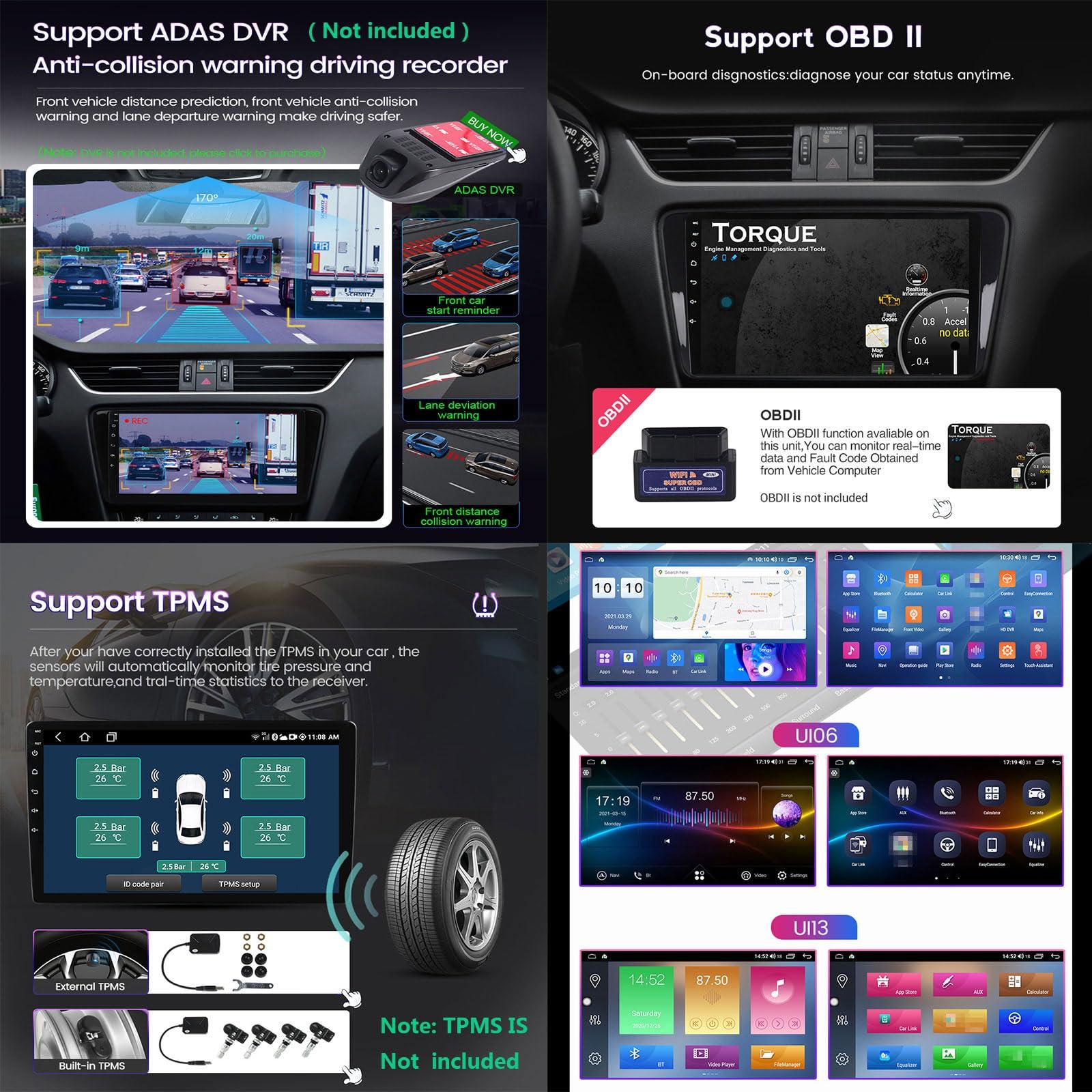 EsaSam EsaSam Android 12 Double Din Car Stereo 9 Inch Touch Screen Radio with GPS Navigation Bluetooth FM Radio Receiver for Seat Ibiza 2017~2020 Support Carplay/Auto/DSP/RDS/USB,8 core m400s 4g+64g