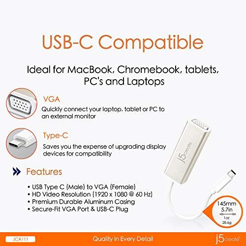 j5create j5create USB 3.1 Type-C to VGA Adapter JCA111