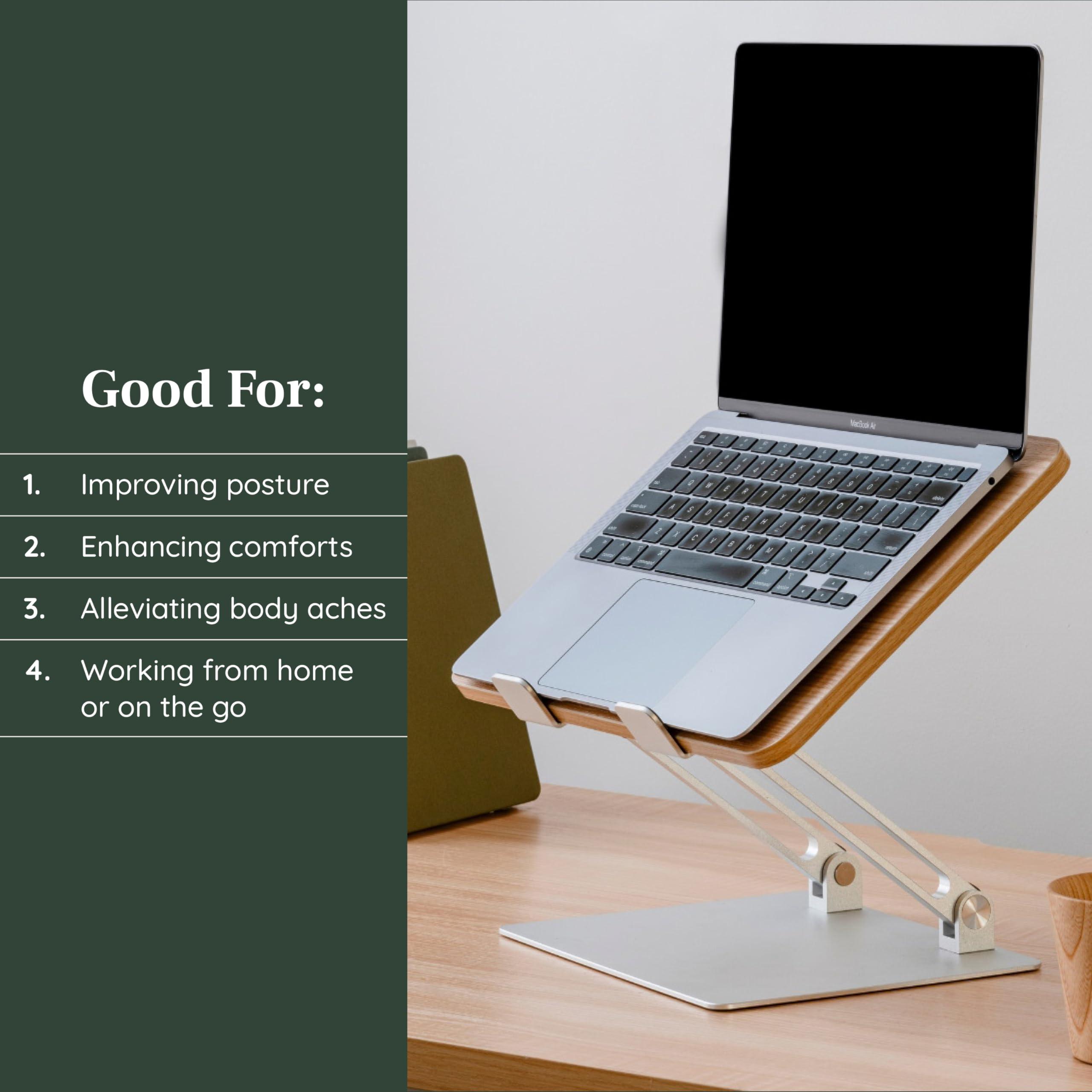 Branch Branch Adjustable Laptop Stand - Elevate Ergonomics & Reduce Strain, Laptop Riser Customizable Height & Angle, Portable & Robust Design for Home or Office, Secure Silicon Grips - Woodgrain