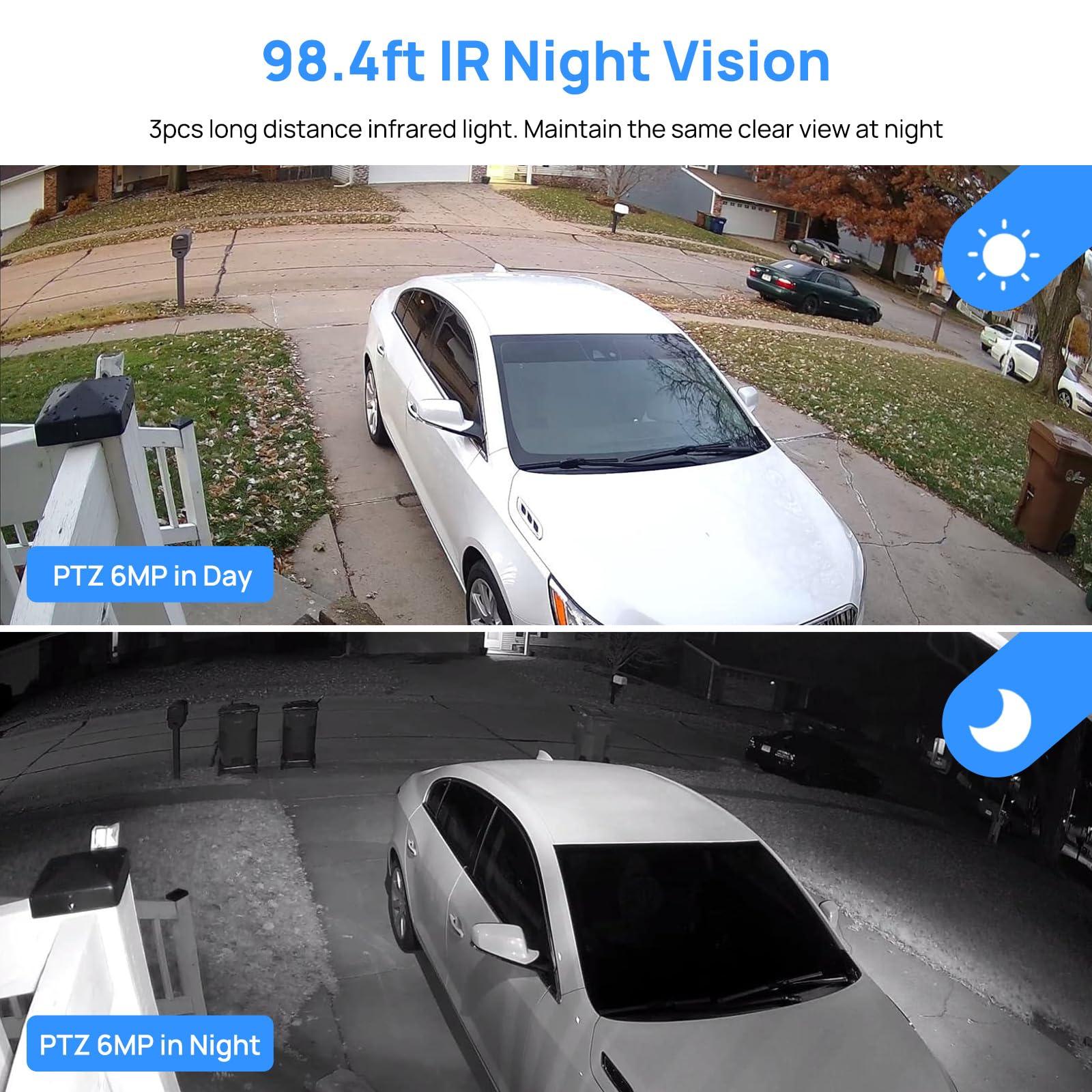 VIKYLIN 6MP IP PoE PTZ Camera Outdoor with Pan/Tilt 3X Optical Zoom,2.8-8mm Motorized Lens,98ft IR Night Vision, Built-in Mic, Human/Vehicle Detection,IP66&IK10, Blue Iris, NDAA Compliant Dome Mini PTZ Camera