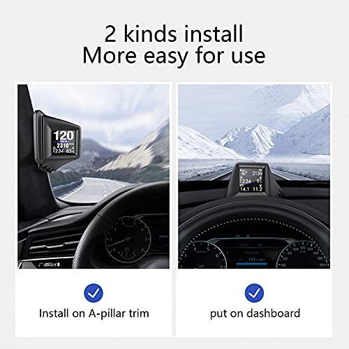 wiiyii Head Up Display, Car HUD P8, OBDII & GPS Dual System, The 1st Model in The Market Can be Installed on A-Pillar Trim (1)