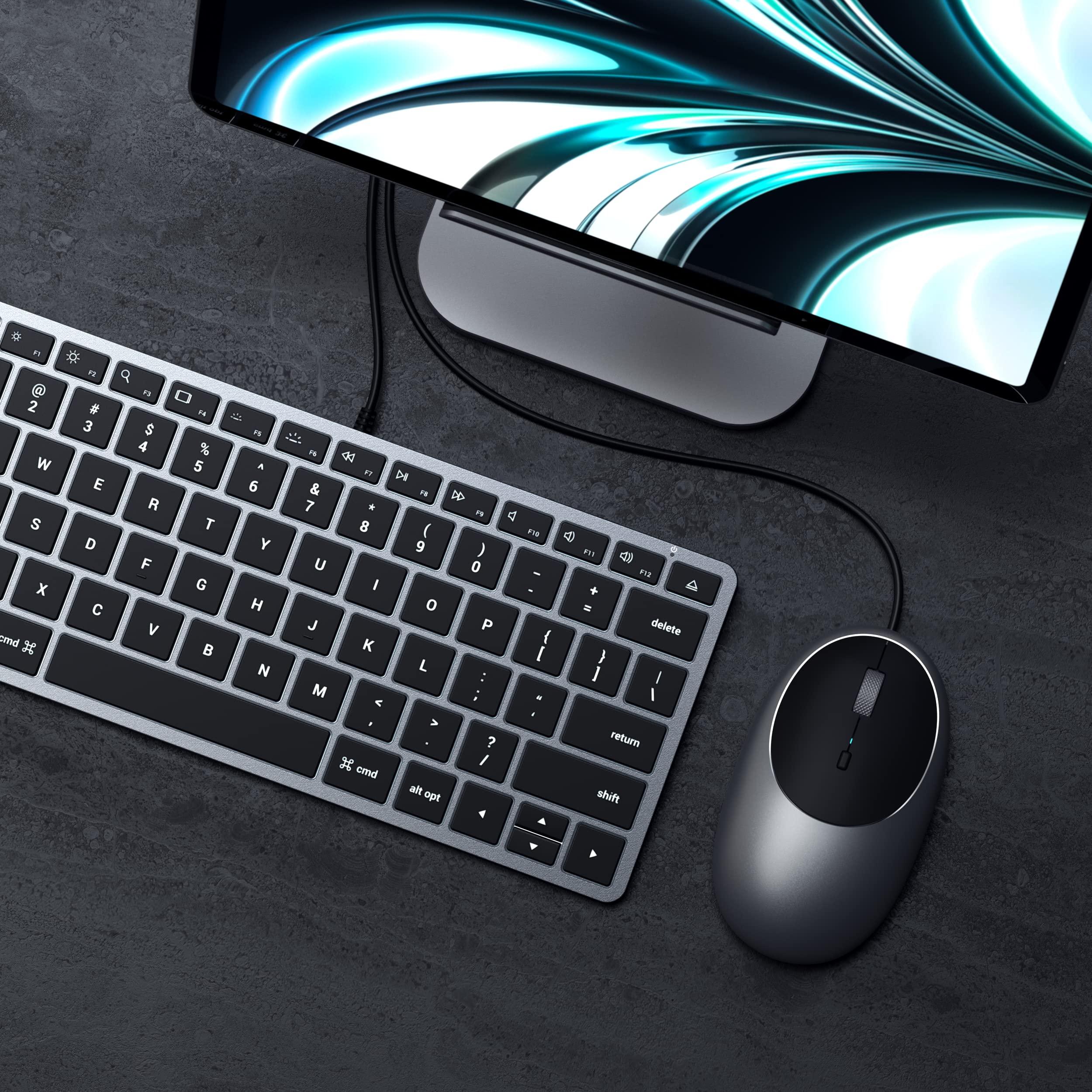 Satechi Satechi Slim W1 Wired Keyboard & Aluminum C1 Wired Mouse Bundle, USB C Connection, Backlit Keys, Adjustable DPI, for MacBook Pro/Air, iPad Pro/Air, iMac, Latops, Desktops, and Tablets
