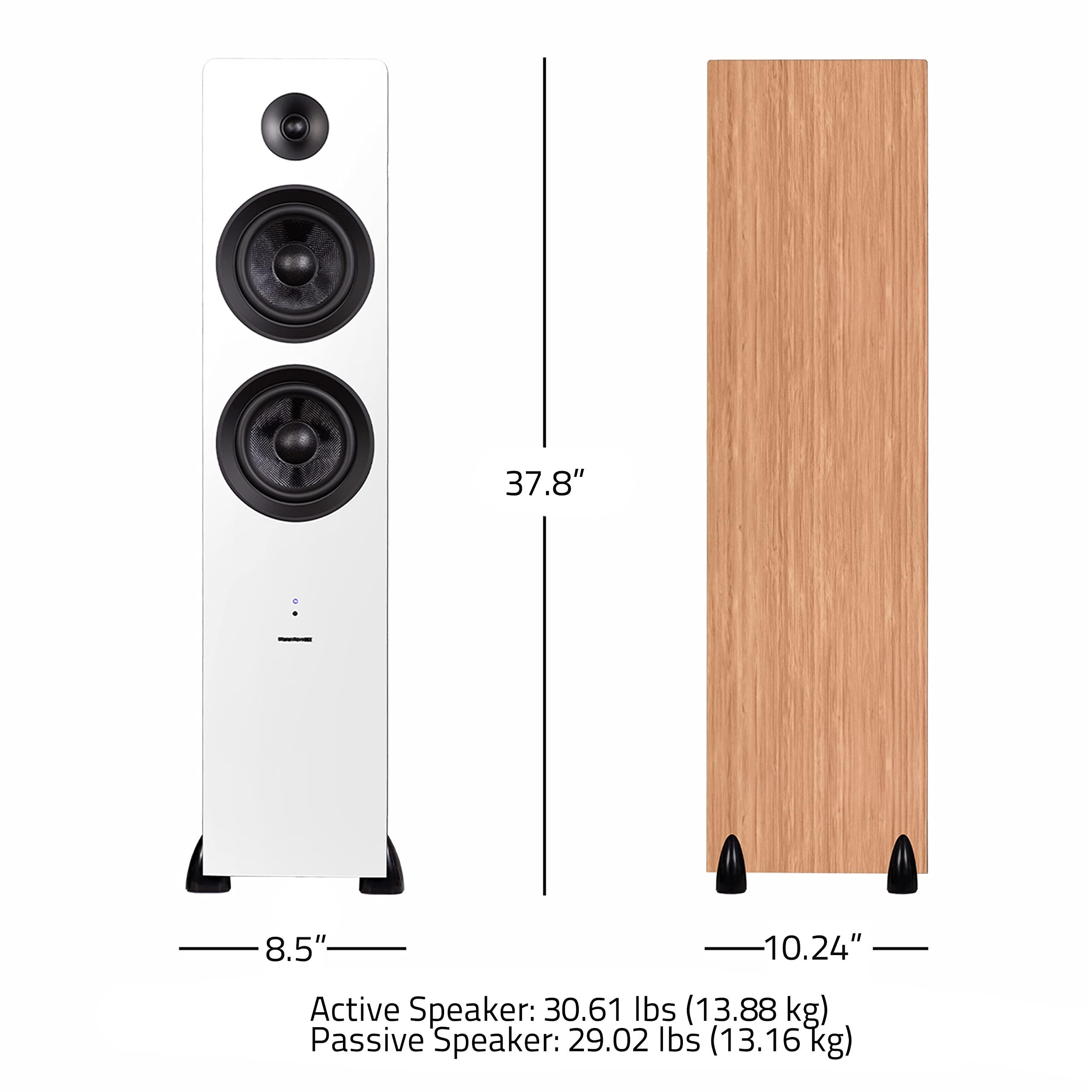 Fluance Fluance Ai81 Elite Powered 2-Way Floorstanding Tower Speakers, 150W Built-in Amplifier for 2.0 Stereo Music & Movie Listening, TV, Turntable, PC & Bluetooth - 2X RCA, Optical, Sub Out (Lucky Bamboo)