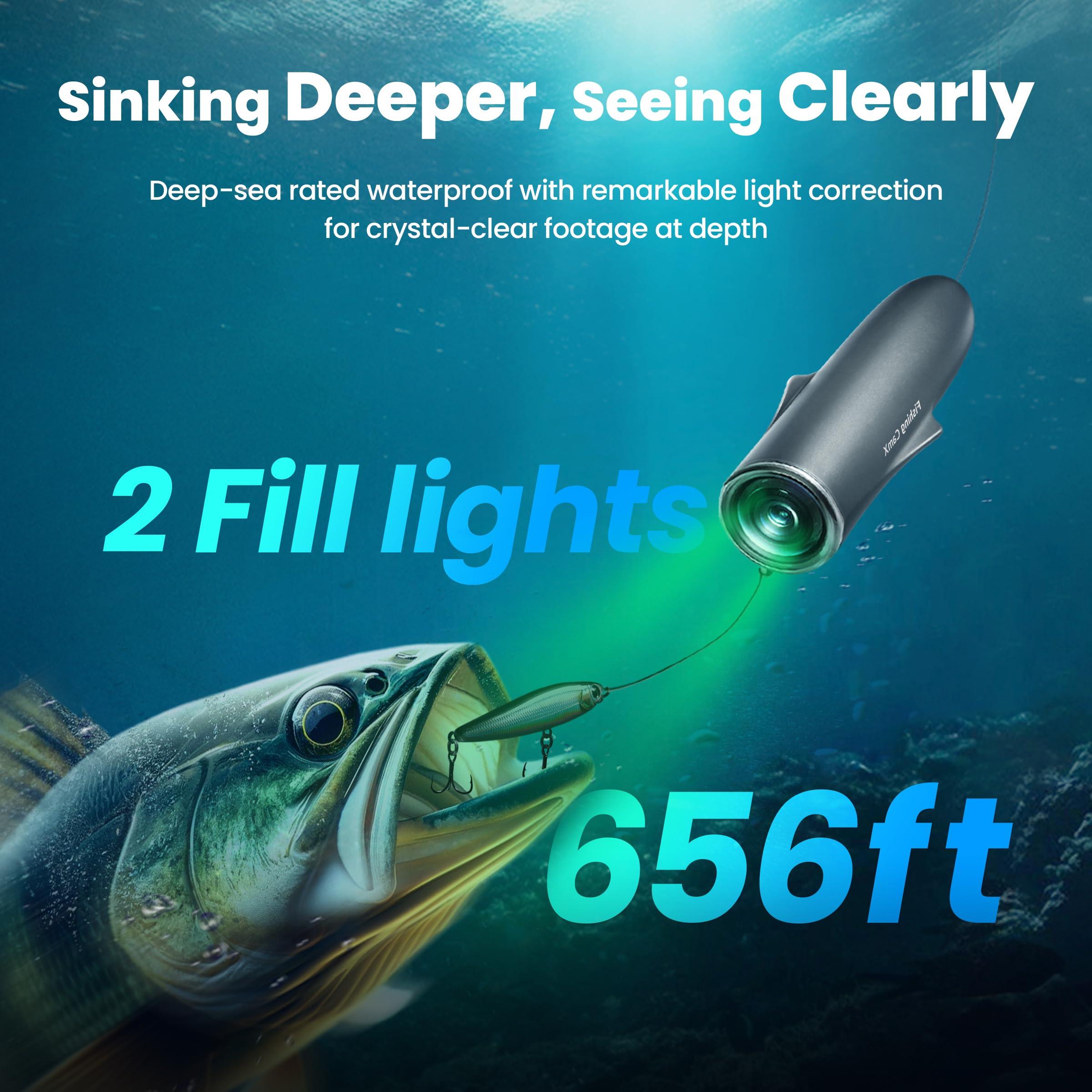 Chasing CanFish Fishing CamX Underwater Fishing Camera, HD 1080P &136Ultra-Wide-Angle,656FT ROV Waterproof/Motion Sensing/Segmented Intelligent Recording/Wireless Charge/App Compatible with iOS and Android