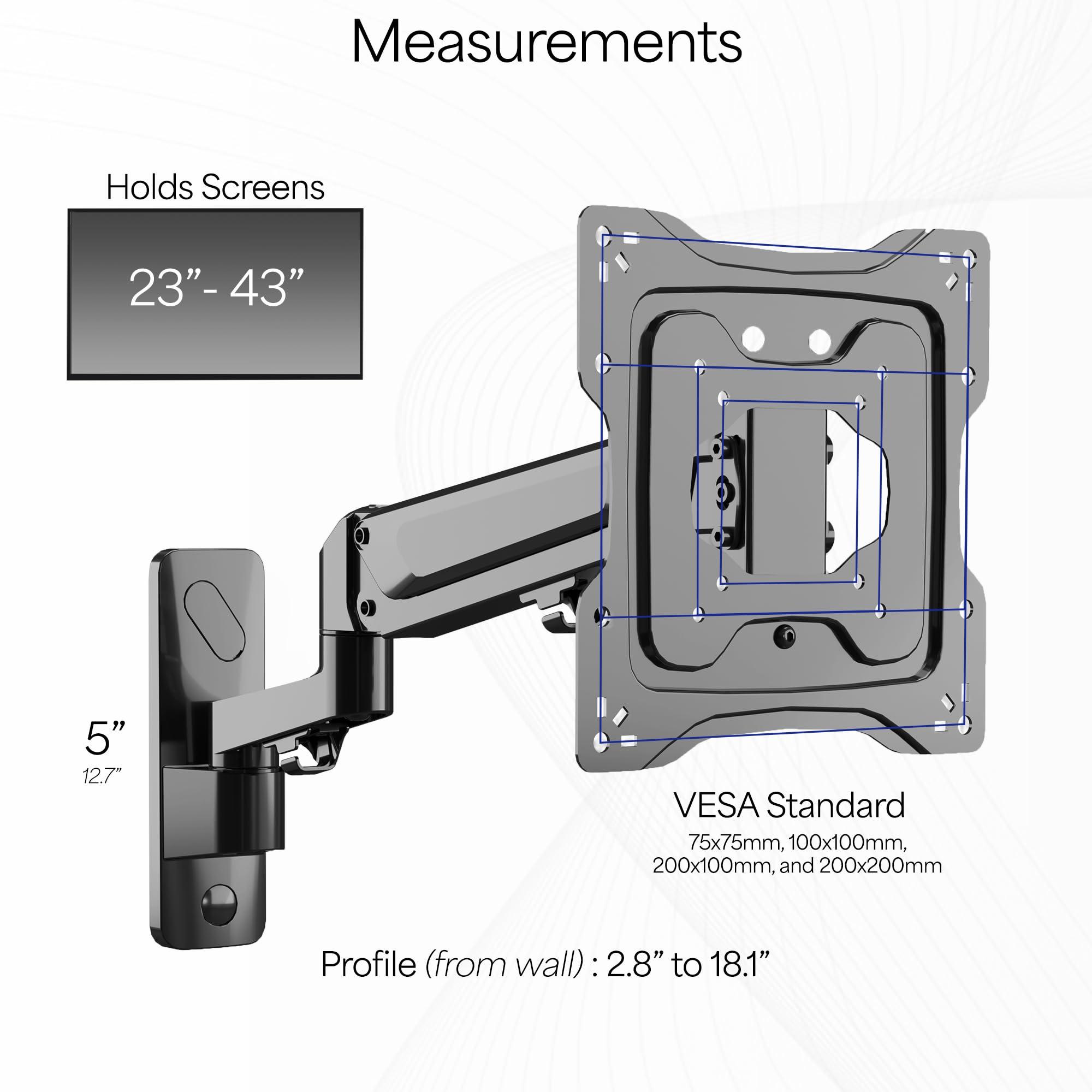 VIVO VIVO Premium Aluminum Single TV Wall Mount for 23 to 43 inch Screens, Adjustable Arm, Fits up to VESA 200x200, MOUNT-G200B