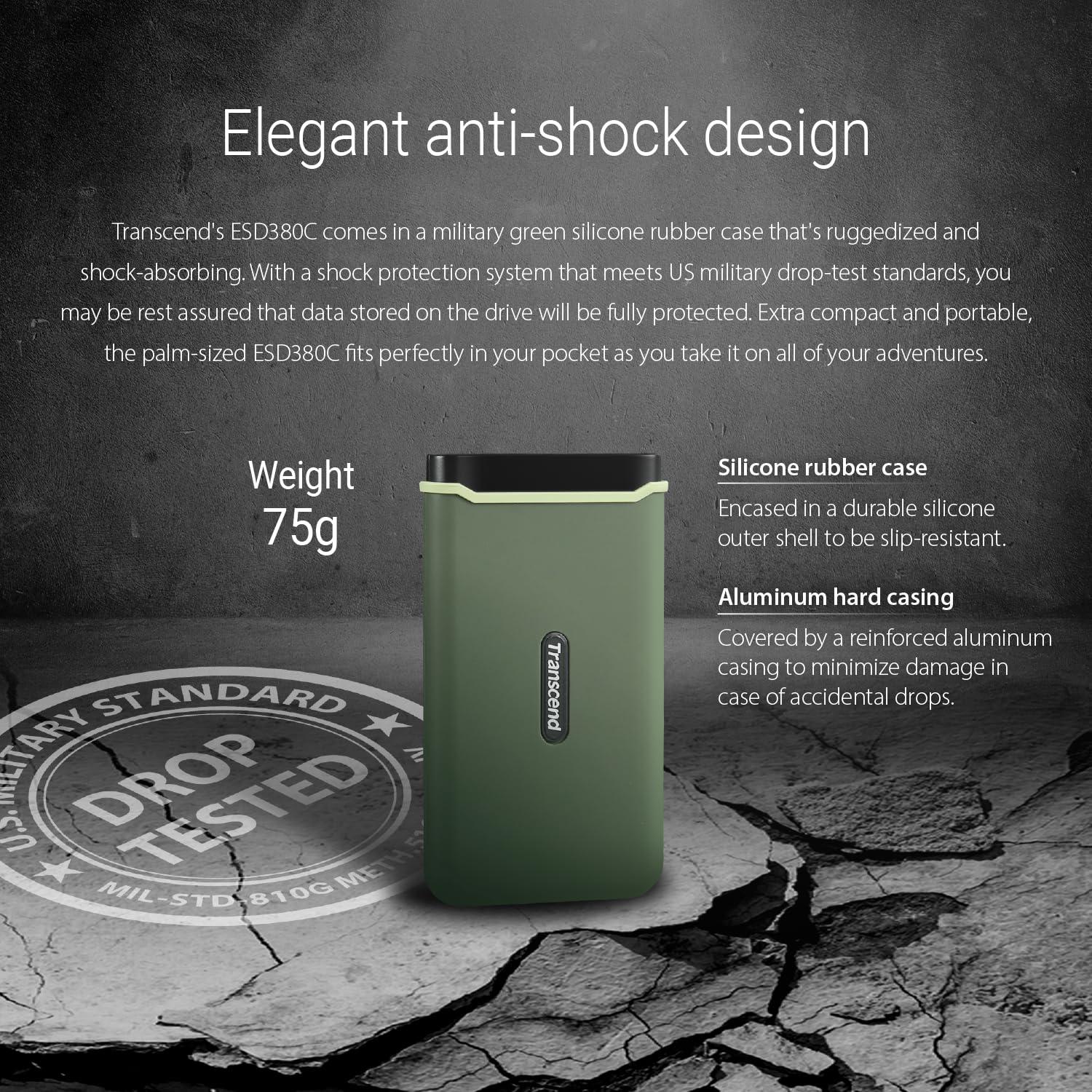 Transcend Transcend 1TB External SSD, Up to 2000MB/s, Portable Hard Drive for Steam Deck/iPhone/iPad/Mac/Windows/Android/Tablets/PS5/PS4/Xbox/Smart TV, USB 3.2 Gen 2 (20Gbps) USB-C & USB-A Cable Portable SSD