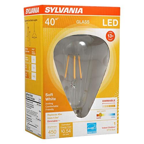 LEDVANCE SYLVANIA ST19 LED Bulb, 40W Equivalent Efficient 3.5W, Dimmable, 13 Years, 450 Lumens, 2700K, Soft White, Clear Finish - 1 Pack (74588)