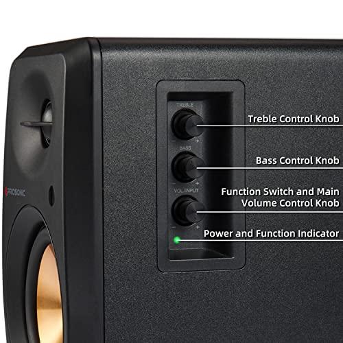 P Prosonic Prosonic BT30(2023 Version) Active Powered Bluetooth Bookshelf Speakers, Studio Monitor, Home Theater, Turntable with Optical Input, Coaxial Input, 2X RCA Aux Line Input, 80 Watts, (Black)