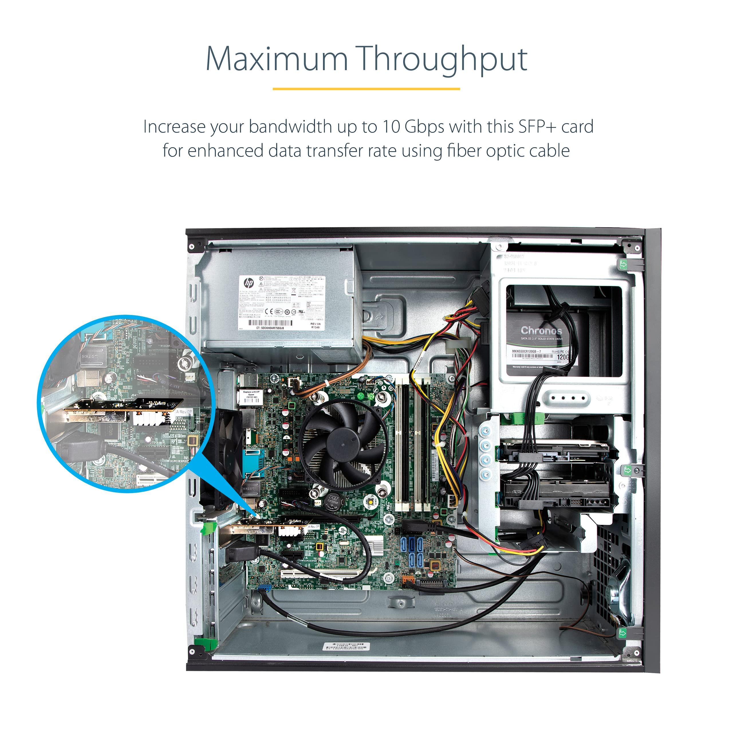 StarTech.com StarTech.com 10G PCIe SFP+ Card - Single SFP+ Port Network Adapter - Open SFP+ for MSA-Compliant Modules/Direct-Attach Cables - 10 Gigabit Fiber PCIe NIC - PCI Express SFP+ Network Card (PEX10GSFP)