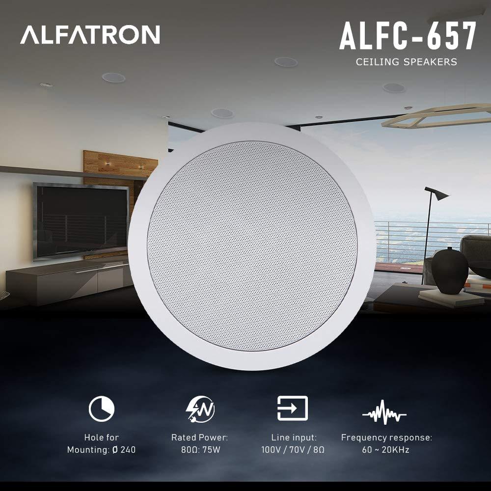 ALFATRON ALFATRON ALFC-657 Loudspeaker in-Ceiling Speaker, 2 Way 6'', w/Backbox and Amiable Tweeter, Can Play Up to 30W with Seamless Design Ready to Listen