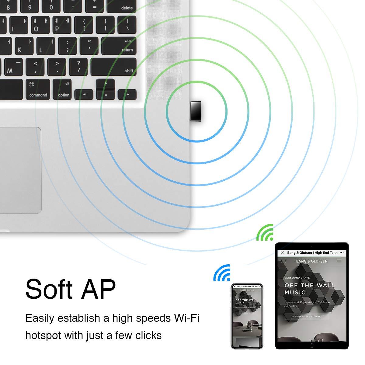 Cudy Cudy AC 650Mbps USB WiFi Adapter for PC, 5GHz/2.4GHz Wireless Dongle, WiFi Wireless Adapter for Laptop - Nano Size, Compatible with Windows XP / 7/8.x /10/11, Mac OS
