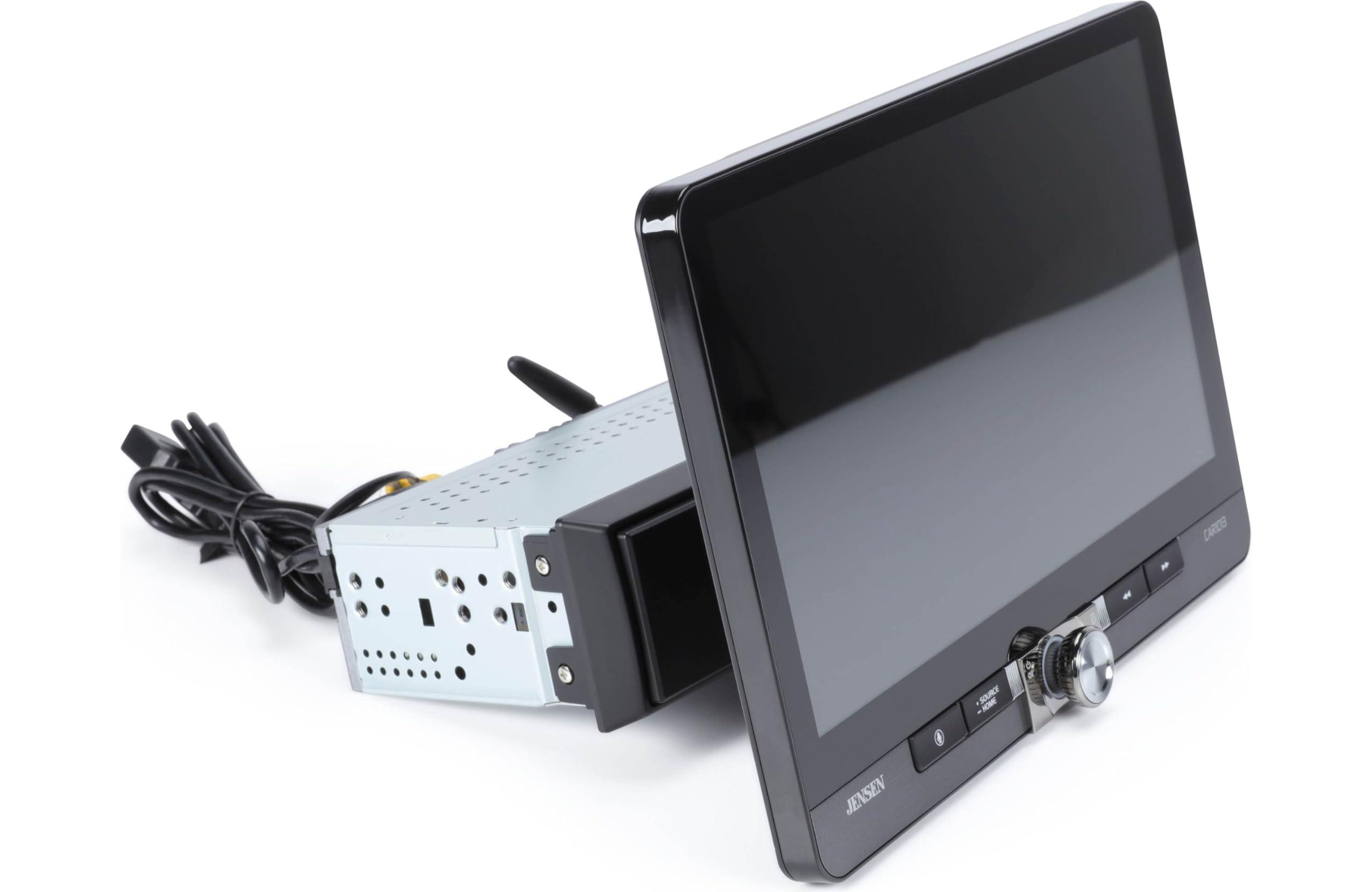 Jensen Jensen CAR1013 10.1-inch Certified Apple CarPlay Android Auto Wired or Wireless | Single DIN & Double DIN Touchscreen Car Stereo Radio | Bluetooth | Front & Rear Camera Inputs | USB Playback & Charge