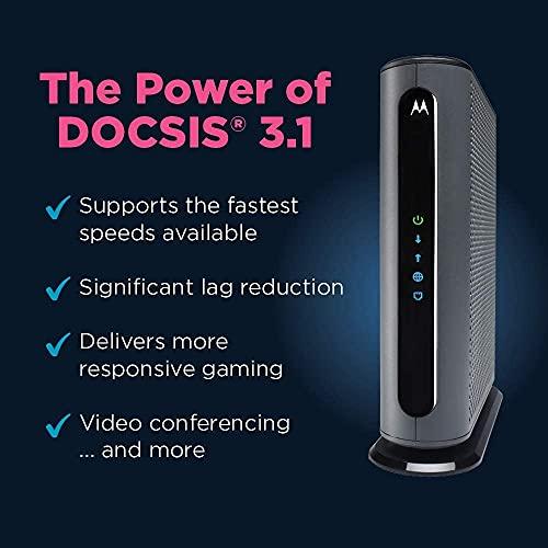 Motorola Motorola MB8600 DOCSIS 3.1 Cable Modem - Approved for Comcast Xfinity, Cox, and Charter Spectrum, Supports Cable Plans up to 1000 Mbps | 1 Gbps Ethernet Port