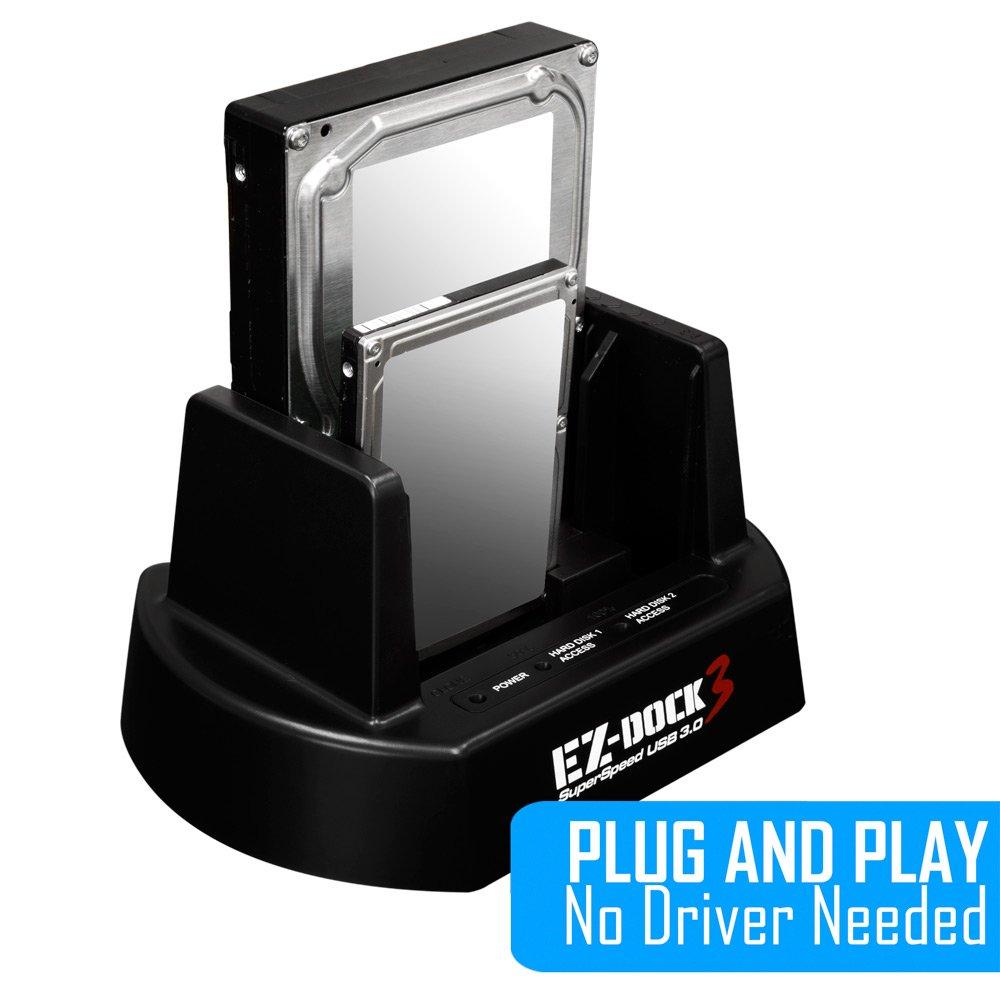 Kingwin Kingwin USB 3.0 to SATA/SSD Dual Bay Hard Drive Docking Station w/Offline Clone Function. Compatible w/ 2.5/3.5 Inch SATA HDD/SSD (SATA I/II/III). Tool-Free Design, Support 2x8TB Drives & UASP