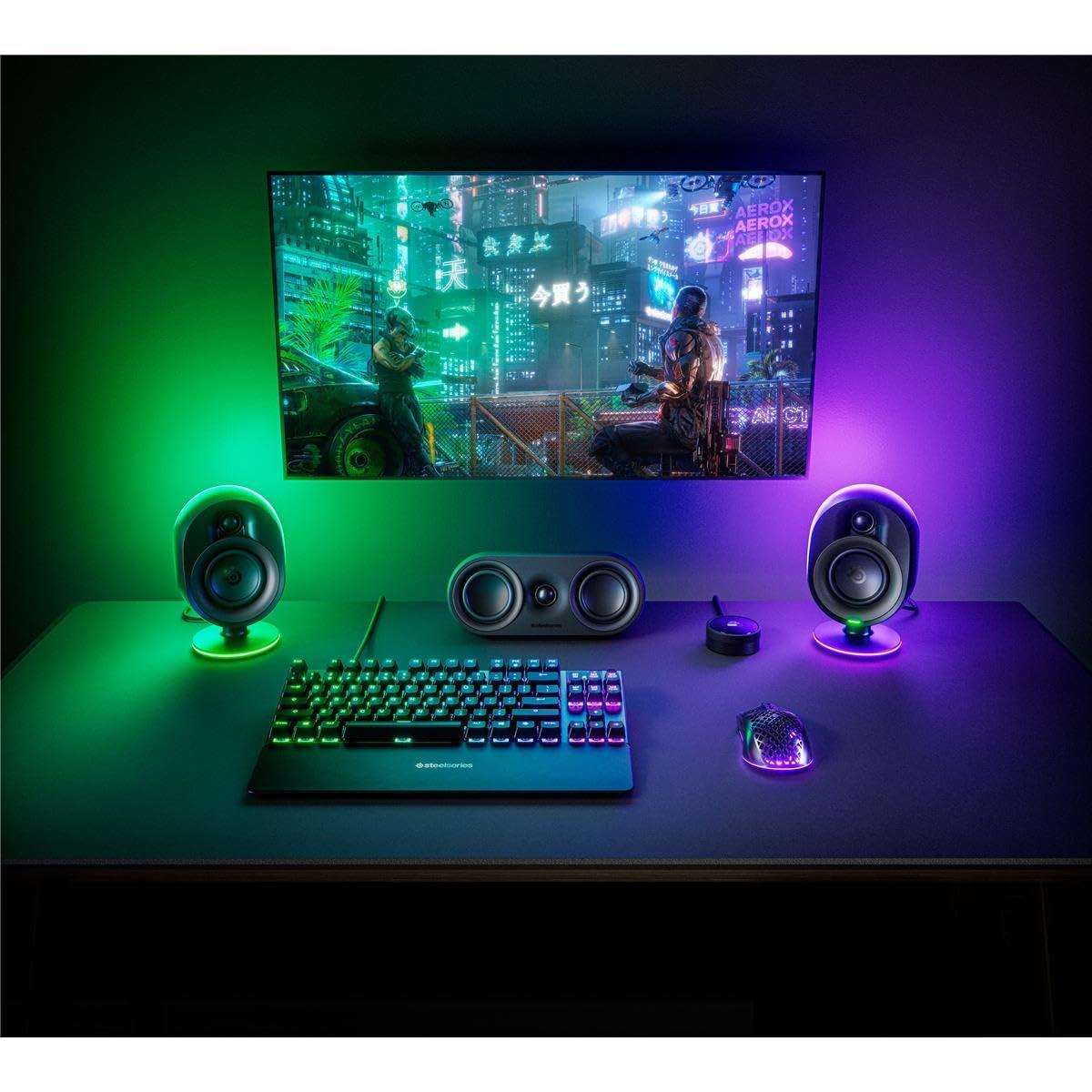 SteelSeries SteelSeries Arena 9 Illuminated 5.1 Desktop Gaming Speakers 5.1 USB Surround Sound Wireless Rear Speakers 2-Way Speaker Design Subwoofer RGB Light, Bluetooth PC, PlayStation, Mobile, Mac