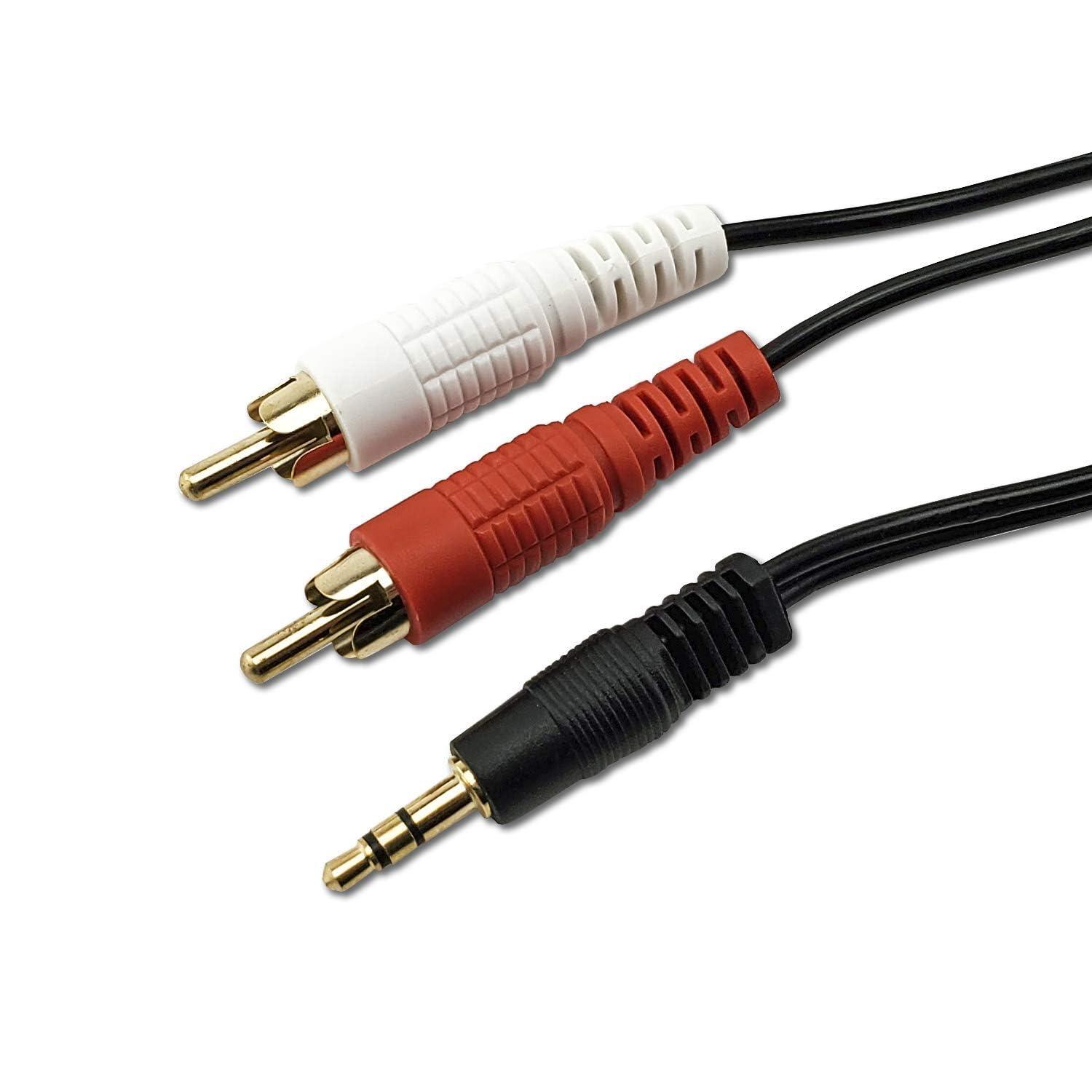 SatelliteSale SatelliteSale Auxiliary 3.5mm Audio Jack to 2 RCA Digital Stereo Composite Aux Cable Universal Wire PVC Black Cord 100 feet