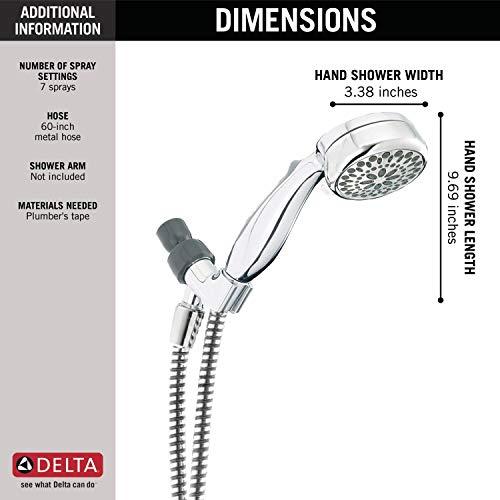 DELTA FAUCET Delta Faucet 7-Spray Touch-Clean Hand Held Shower Head with Hose, Chrome 75700