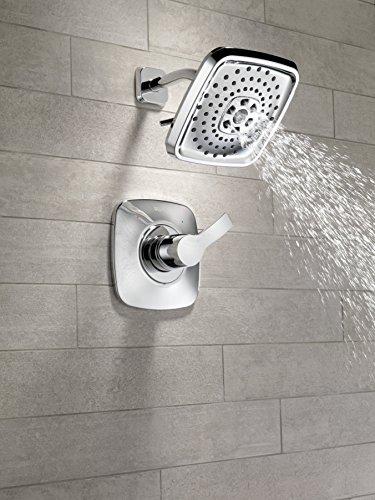 DELTA FAUCET Delta Faucet Tesla 14 Series Single-Function Shower Trim Kit with Three-Spray Touch-Clean H2Okinetic Shower Head, Chrome T14252 (Valve Not Included)