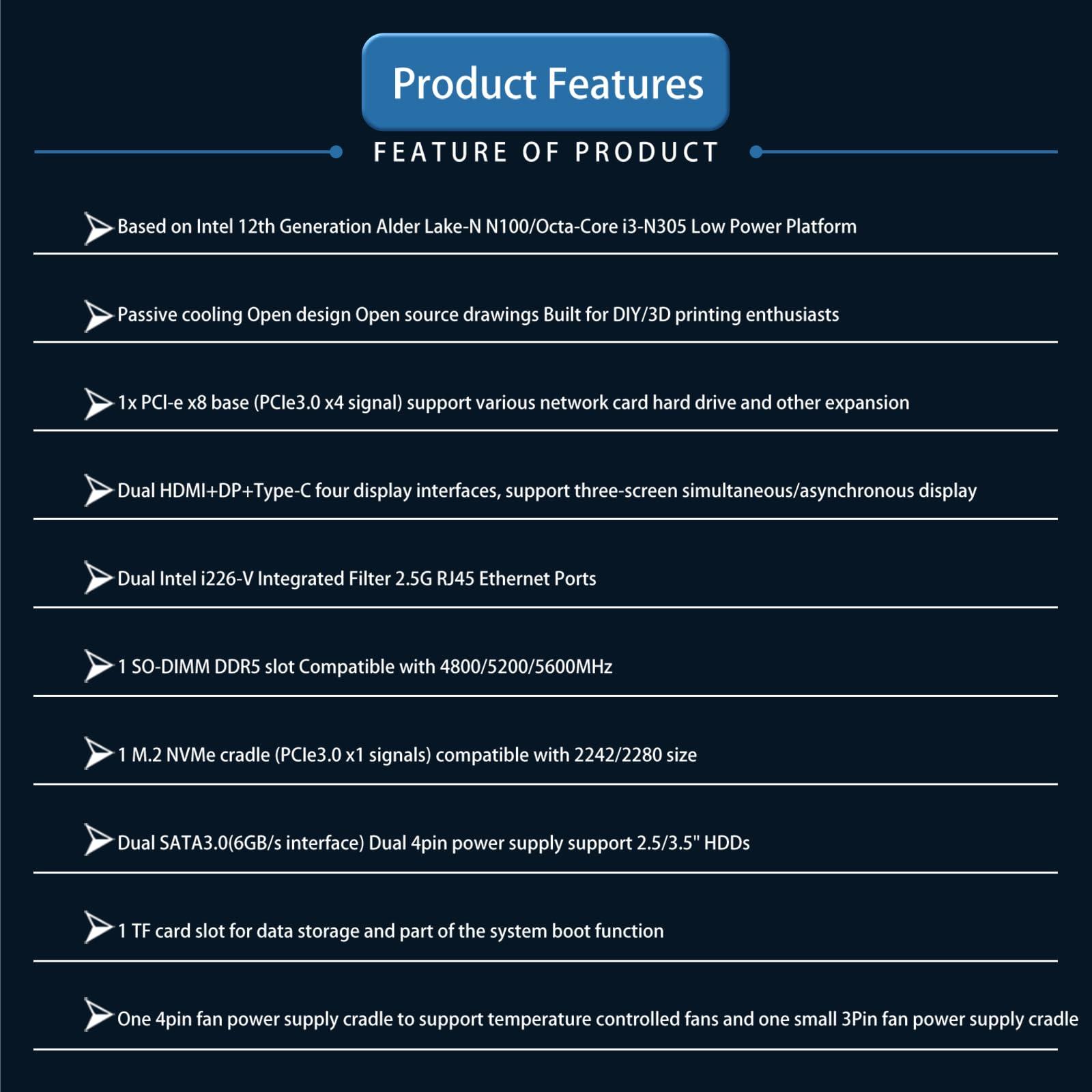 StoneStorm Fanless Mini PC Dual i226-V 2.5GbE Ports, N100 Firewall Micro Computer for DIY/3D Printing/Network Security, DDR5 RAM M.2 NVMe, Expandable PCI-e x8(PCle3.0 x4), Quadruple Display (Black, Barebone)