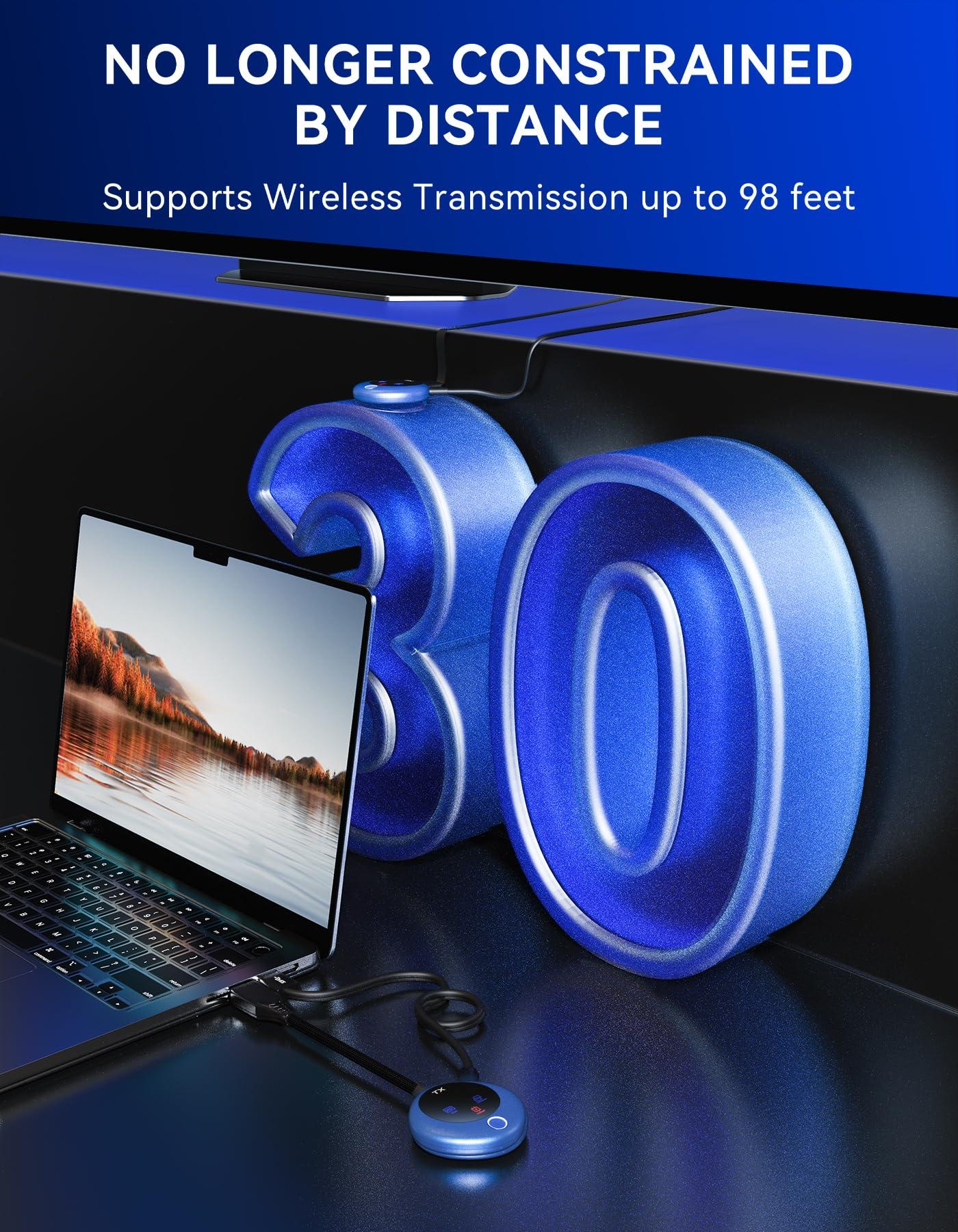 TPUFO TPUFO Wireless HDMI Transmitter and Receiver, 4K Decode 1080P Output, 2.4G/5G Plug & Play, for Streaming Video/Audio/Files, Audio Sync, USB-C to HDMI Adapter, No Need App/Bluetooth/WiFi