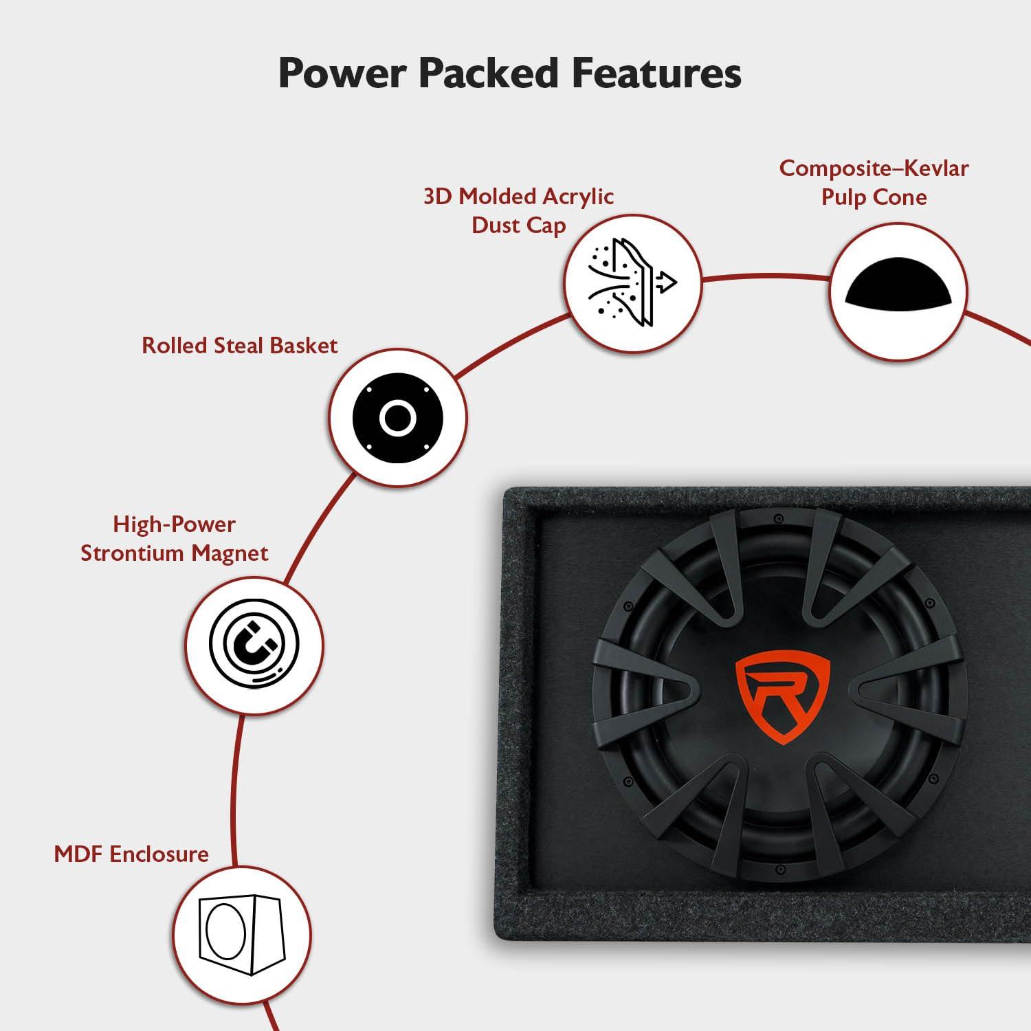 Rockville Rockville RVS12A 12" Slim Vented Powered Car Subwoofer Enclosure, 1400 Watts Black