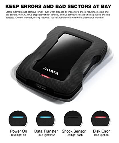 ADATA ADATA HD330 4TB USB 3.1 Shock-Resistant Extra Slim External Hard Drive Black (AHD330-4TU31-CBK)