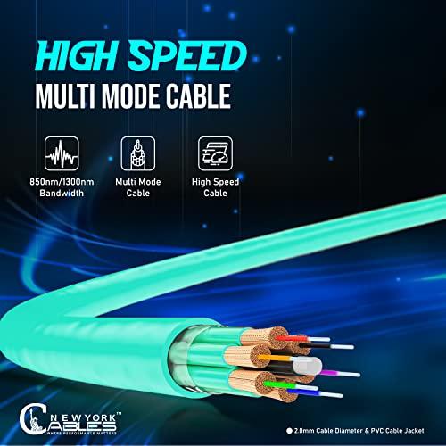 NewYork Cables NewYork Cables Fiber Patch Cable | LC to LC Multimode Duplex OM4 50/125 Jumper Cord | 10M (32.8ft) 40gb Fiber Optic Cable (Aqua)