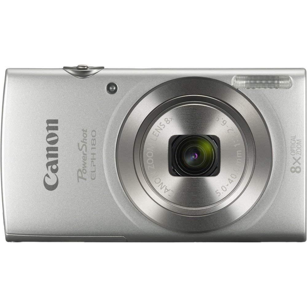 Canon Canon PowerShot ELPH 180 Digital Camera (Silver) with 32GB Memory + Case (Renewed)