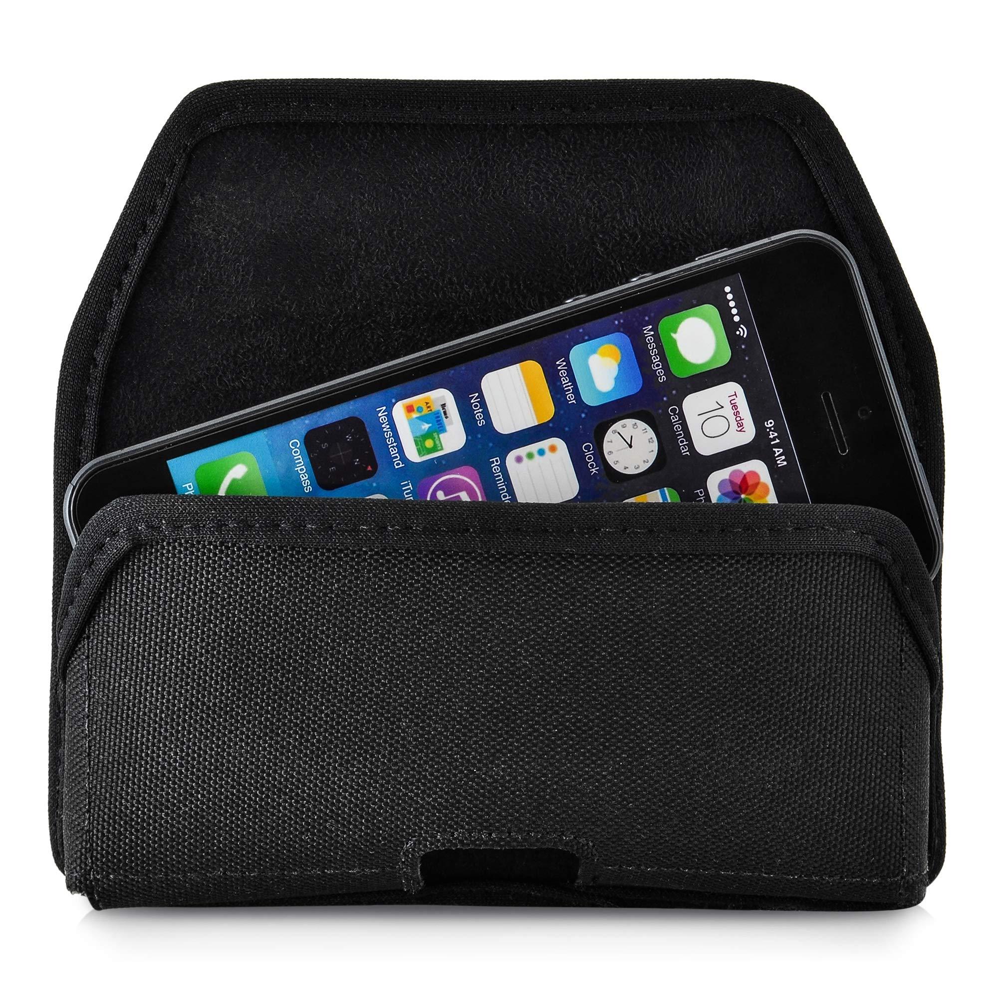 TurtleBack Turtleback Belt Clip Case Compatible with iPhone SE (1st Gen), 5, 5c, 5s, Black Holster Nylon Pouch with Heavy Duty Rotating Belt Clip Horizontal