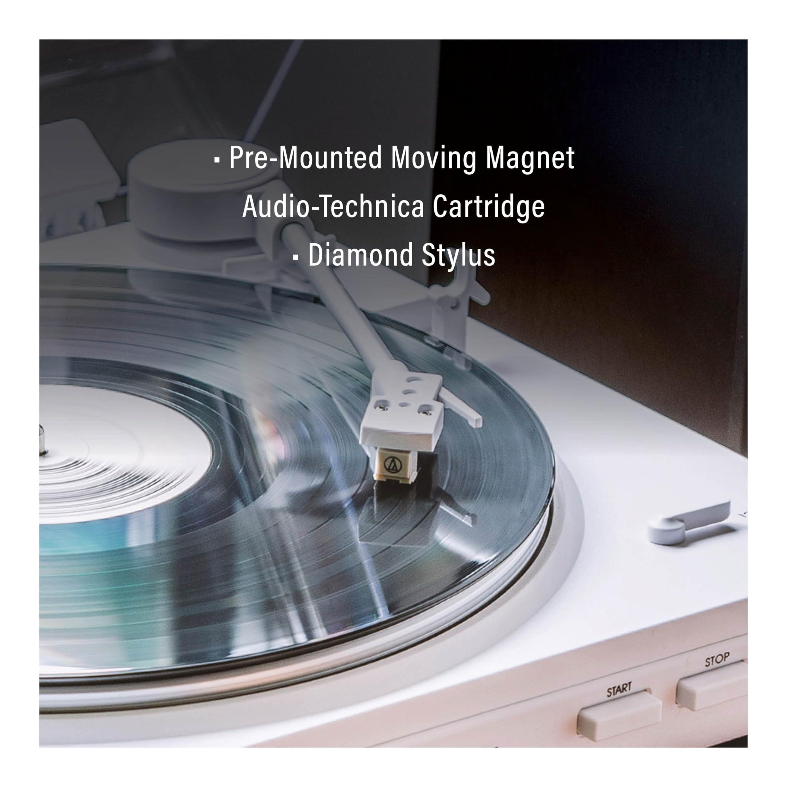 Crosley Crosley T400D-WH Fully Automatic Bluetooth 2-Speed Turntable Record Player with S100A Stereo Speakers, White