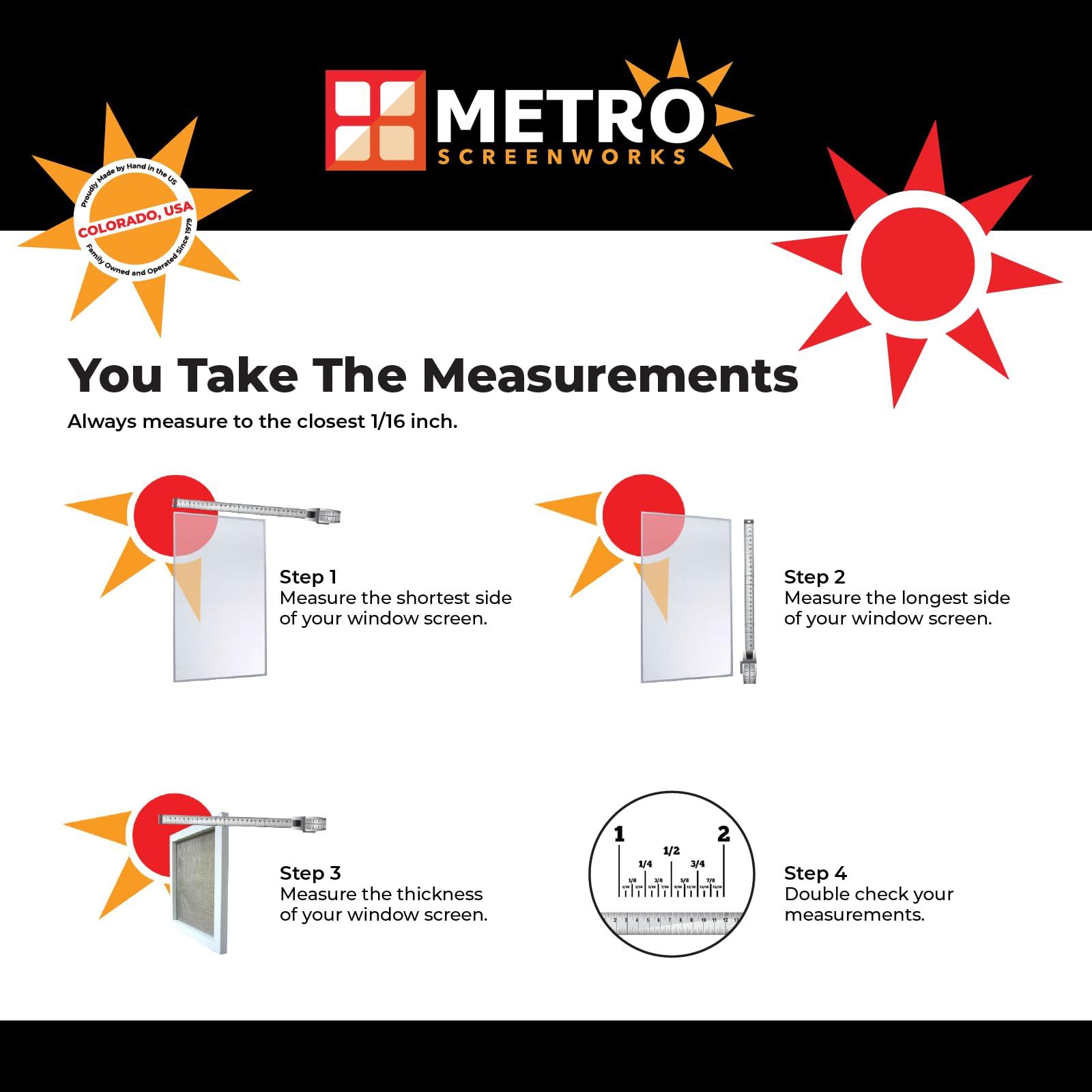 Metro Screenworks Metro Screenworks Custom Window Screens Fully Assembled and Ready to Install - Window Screen Replacement for House, (Bronze) Pre-Framed Mesh Replacement Window Screens, Home, Patio, & More