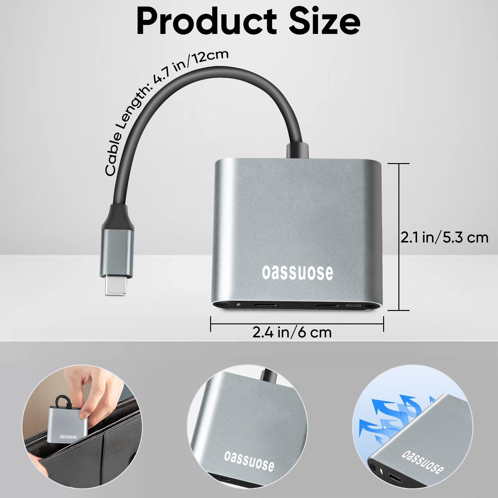 Oassuose USB C to AR Glasses with Charging Adapter,Simultaneously Charge and Play ,Support Up to 100W Fast Charging+8K 60Hz+4K/120/144Hz Compatible Steam Deck, Switch, iPhone15/16 Viture/Rokid/Xreal AR Glasses