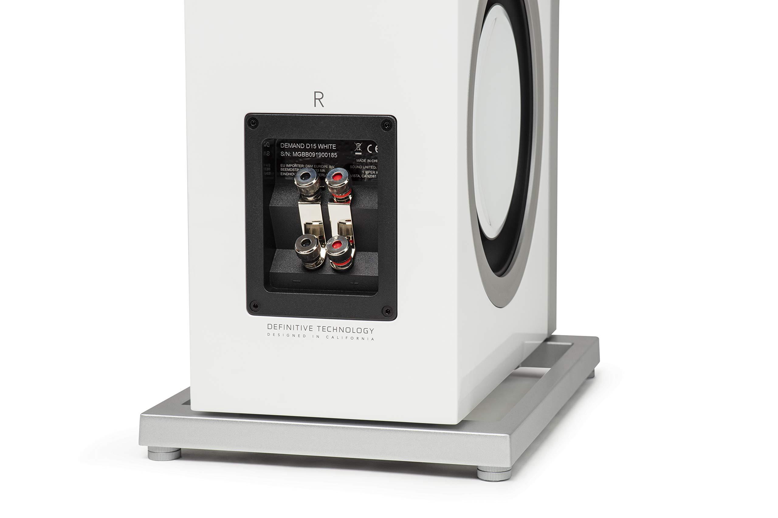 Definitive Technology Definitive Technology D15 Demand Series Modern High-Performance 3-Way Tower Speaker (Right-Channel) - Single, White | Dual 8 Passive Bass Radiators