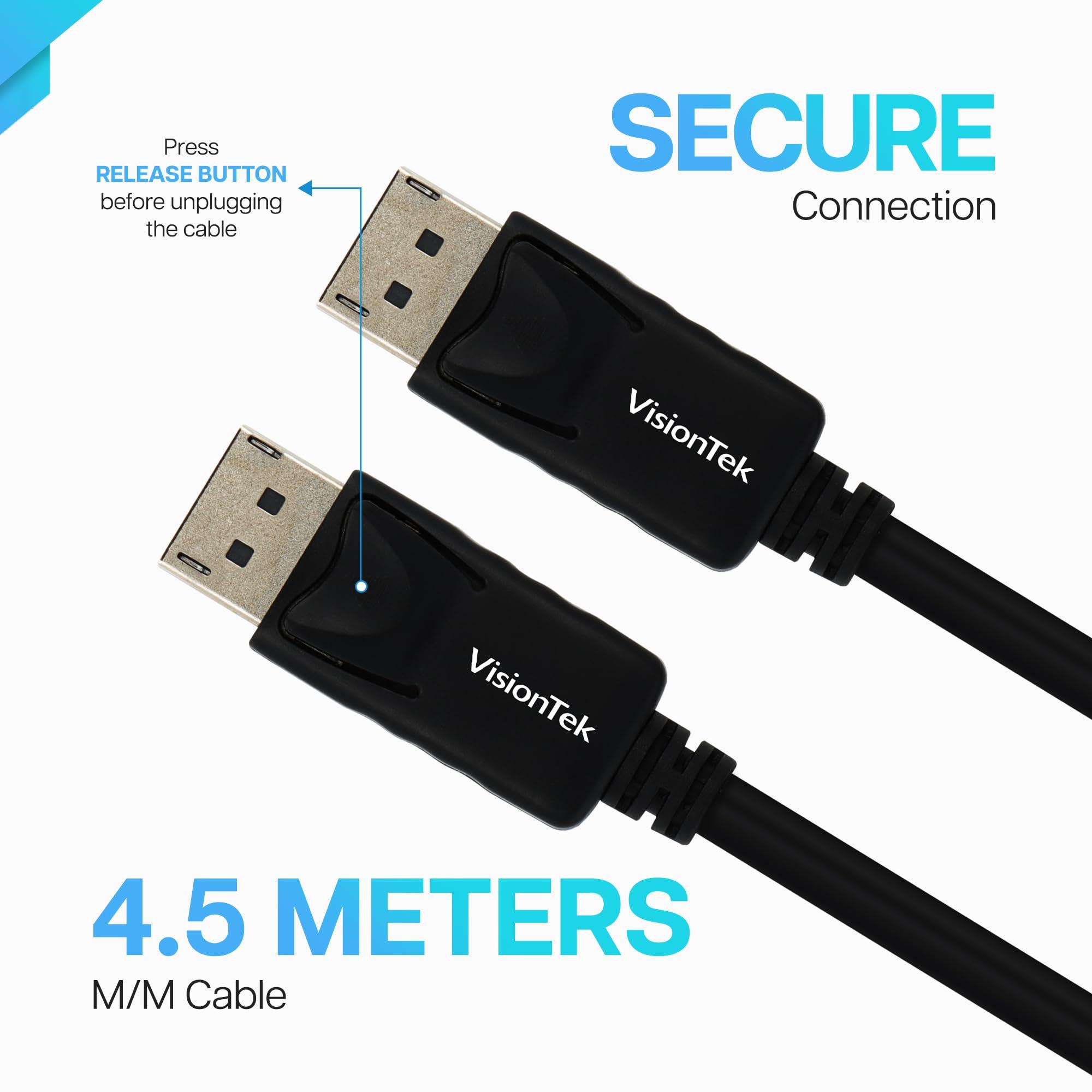 VisionTek Visiontek 901429 4.5 m Display Port to Display Port Cable44; Black