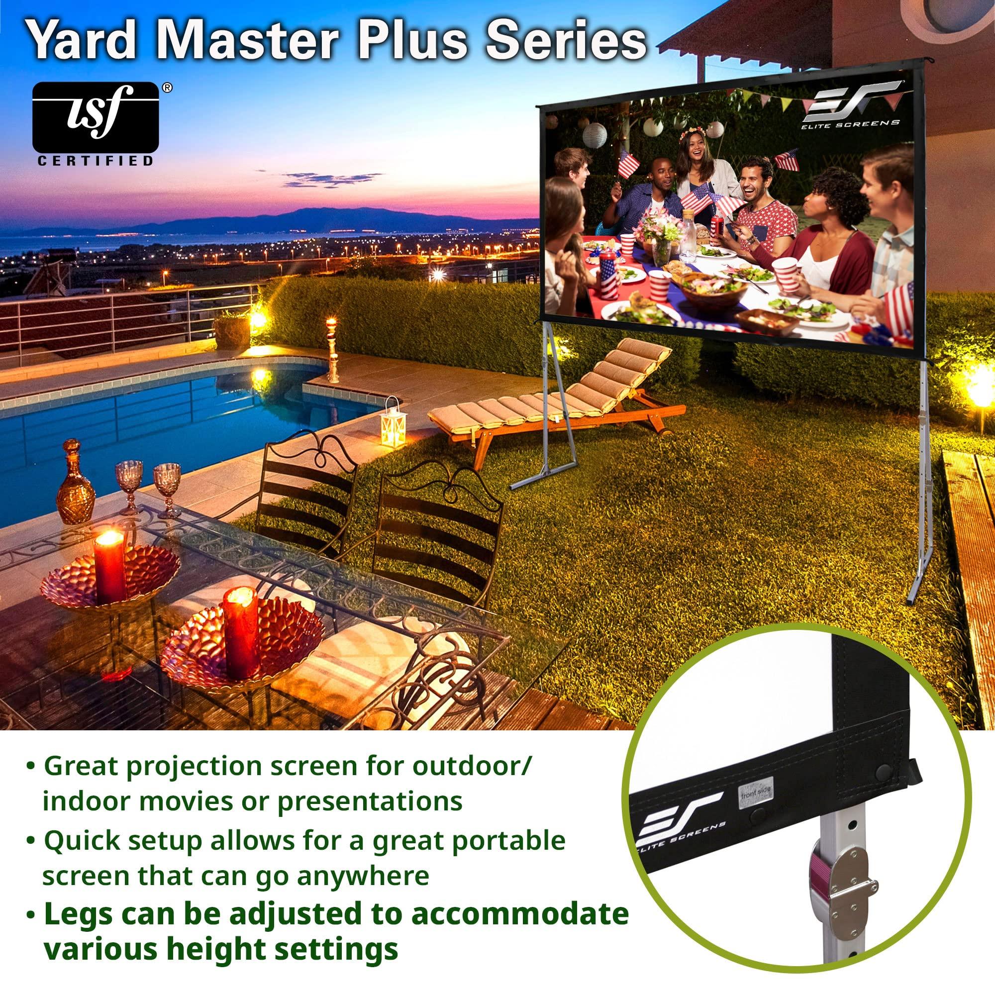Elite Screens Elite Screens Yard Master Plus, 200-INCH 16:9 Height Setting Adjustable Portable Projector Screen, 4K HD Outdoor Indoor Movie Theater Front Projection, US Based Company 2-YEAR WARRANTY, OMS200H2PLUS