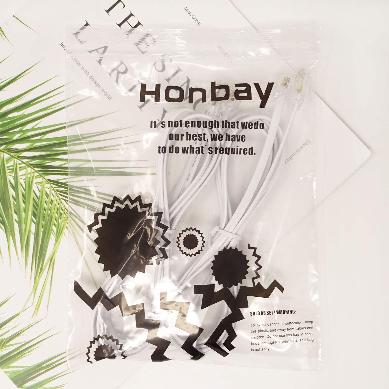 honbay HONBAY 2 Pack Telephone RJ11 6P4C to RJ45 8P8C Connector Plug Cable for Landline Telephone