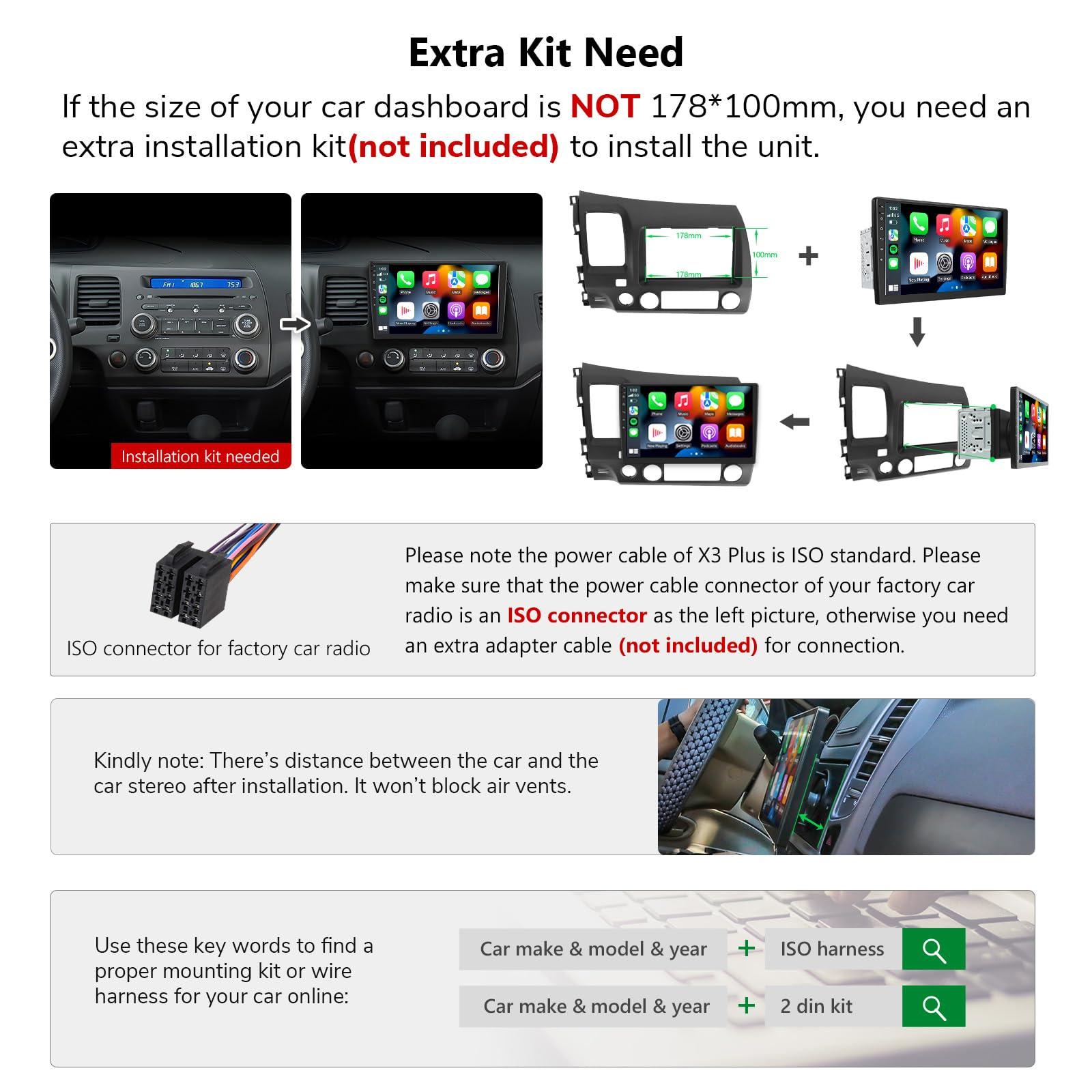 EONON Eonon Double Din Car Stereo Support Wireless Apple CarPlay Double Din Radio,10.1 Inch QLED Android Auto Double Din Stereo Support Type-C USB Quick Charge-X3PLUS