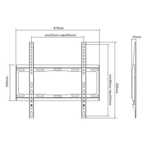 Rhino Brackets Rhino Brackets TV Mount Fixed for Most 32-55 Inch Flat Screen TVs, TV Wall Mount Bracket up to VESA 400 x 400mm and 88 lbs