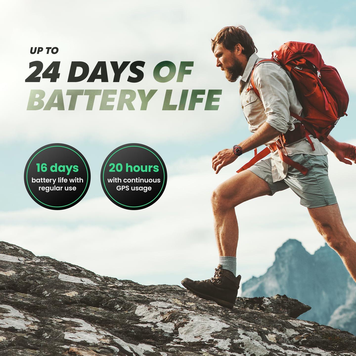 Amazfit Amazfit Active Edge Smart Watch 46 mm, Rugged Fitness Watch, GPS, AI Health Coach, 16-Day Battery, 130+ Sports Modes, Activity Trackers and Smartwatches Android and iPhone Compatible, Lava Black