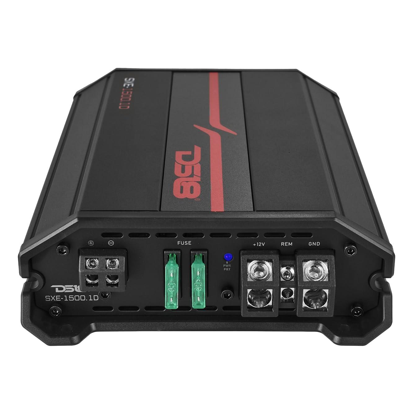 DS18 DS18 SXE-1500.1D SXE Class D Monoblock Car Amplifier 1 x 500 Watts RMS @ 1 Ohm 1500 Watts - Compact Amplifier with Remote Subwoofer Level Control (Black)