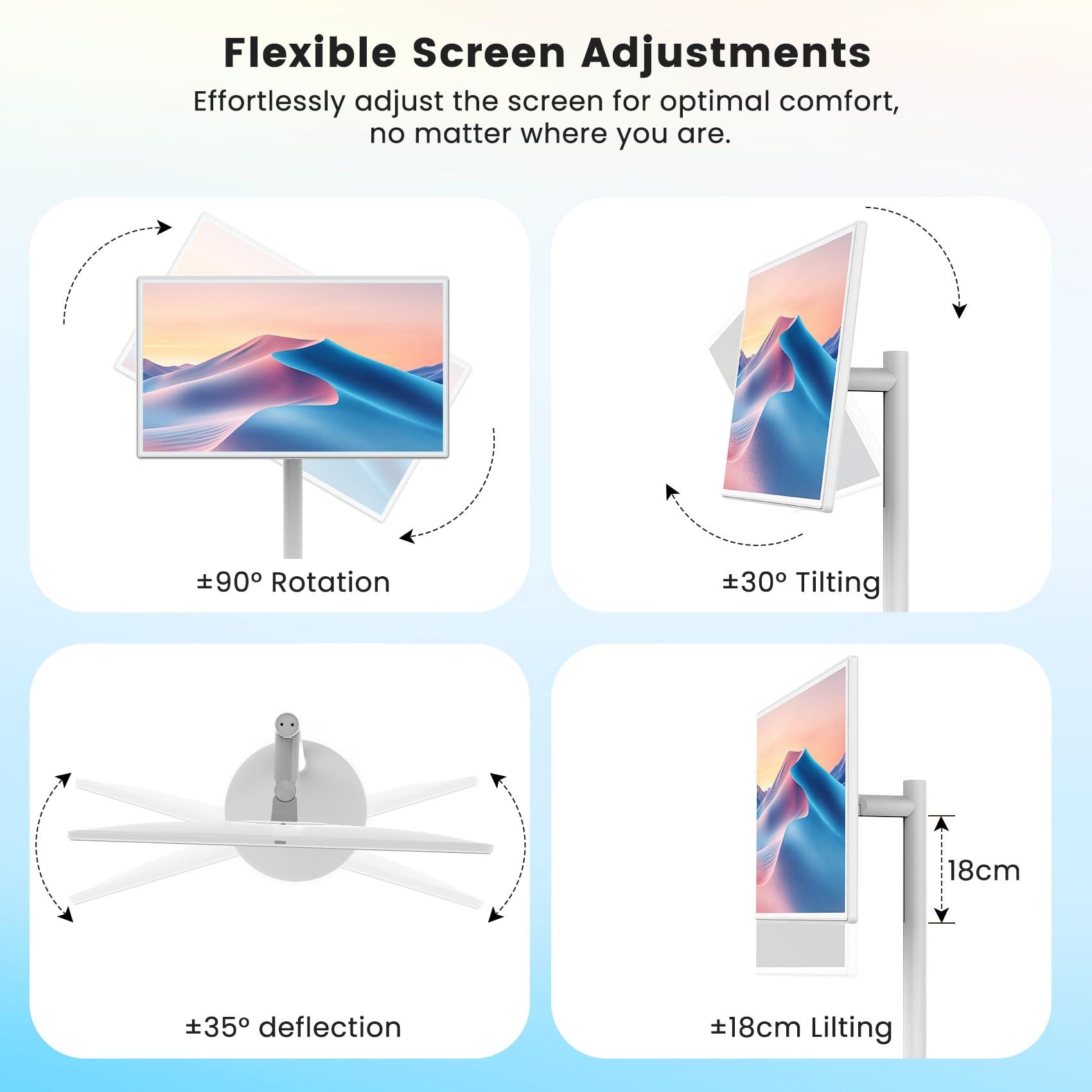 BIGASUO BIGASUO 32-Inch Portable Smart Screen 1080p Portable Monitor with Rotatable Touch Screen, 8G RAM+128G Storage, Android 13 OS, Built-in Battery(4-6H), Rolling TV on Wheels, Remote Control
