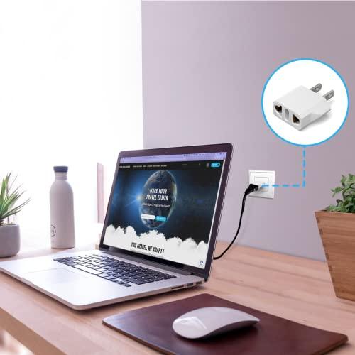 Unidapt Unidapt US Plug Adapter, European to USA Travel Plug Adapter, Europe to America, Mexico, Japan, Canada Power Outlet Adapters Wall Plugs, Type A 4-Pack White