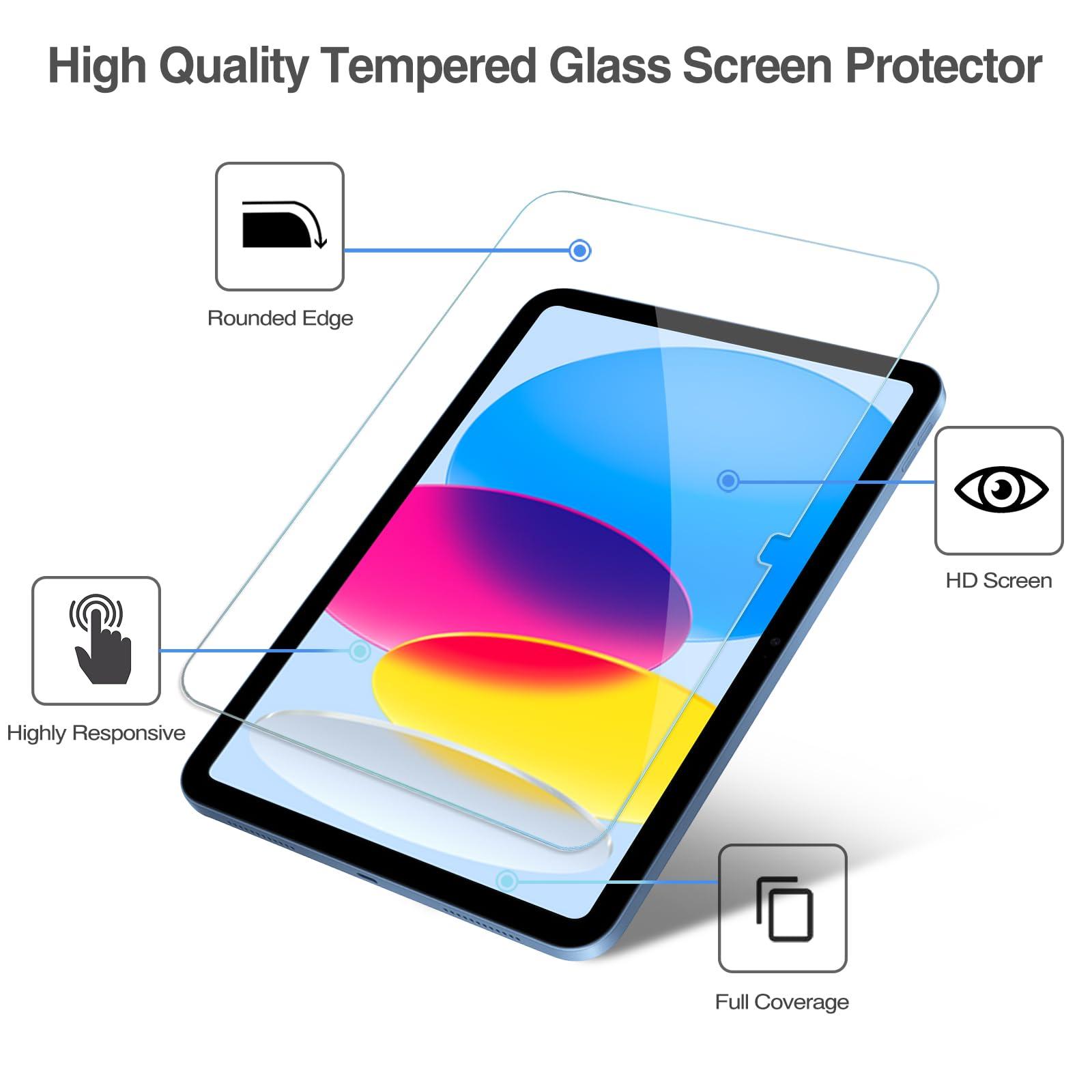 ProCase ProCase for iPad 10th Generation Case 10.9 Inch 2022(Pink) Bundle with 1+3 Pack Tempered Screen Protector for iPad 10th Generation with Camera Lens Protector