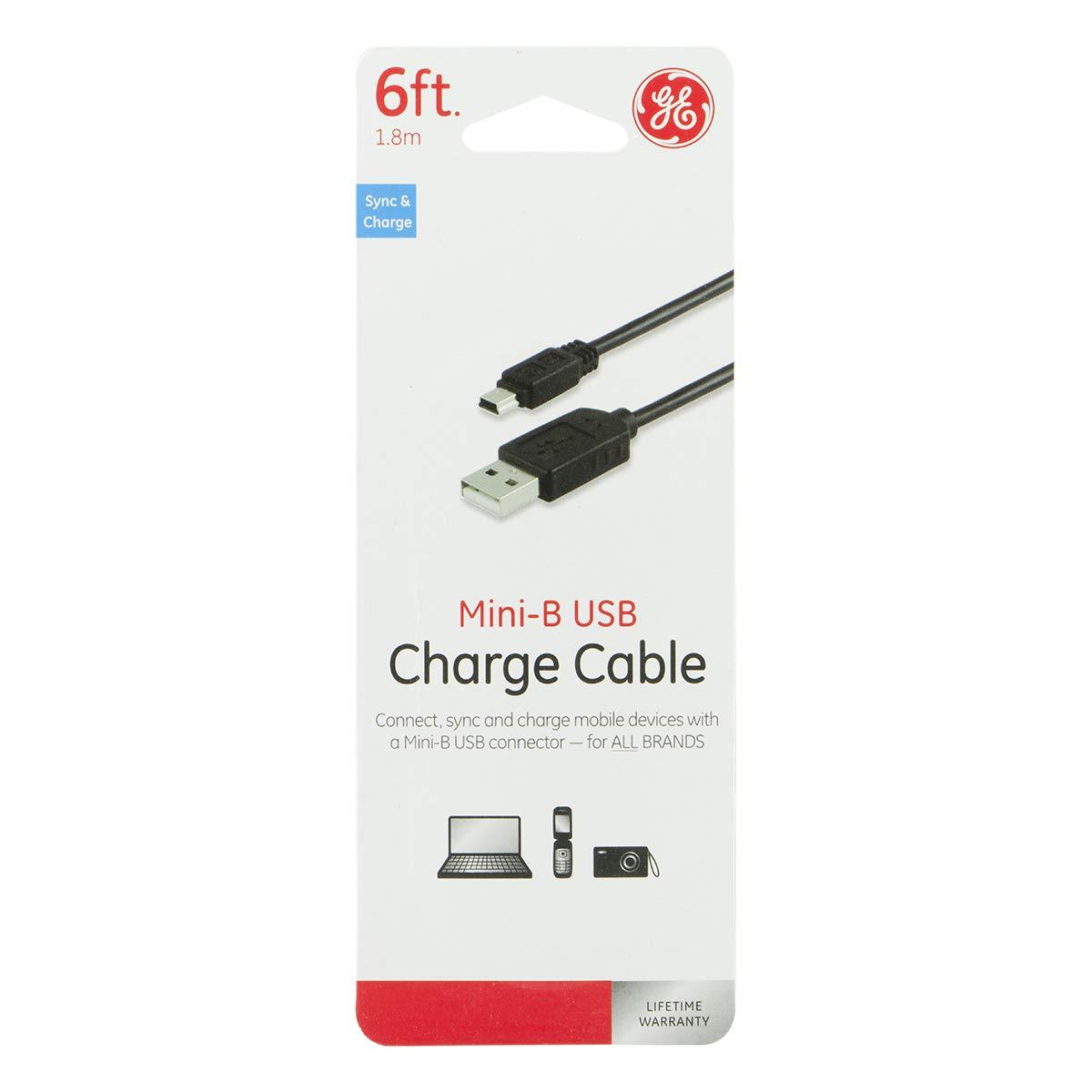 GE GE USB 2.0 Mini Device 6 ft. Cable, Black, 34466