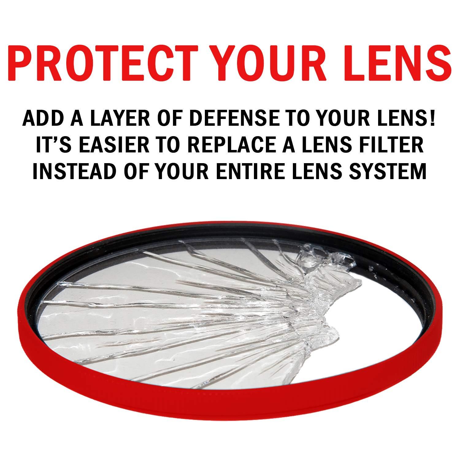 Deco Gear Deco Gear 49mm UV Filter and Snap-on Protective Cap - Red Color Combination to Give Your Camera A Custom Look