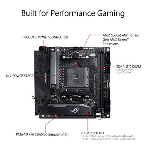 ASUS ASUS ROG Strix B550-I Gaming AMD AM4 (3rd Gen Ryzen™) Mini-ITX SFF Gaming Motherboard (PCIe 4.0, WiFi 6, 2.5Gb LAN, DDR4 5100+ (O.C.), Front USB 3.2 Gen 2 Type-C, Addressable Gen 2 RGB and Aura Sync)