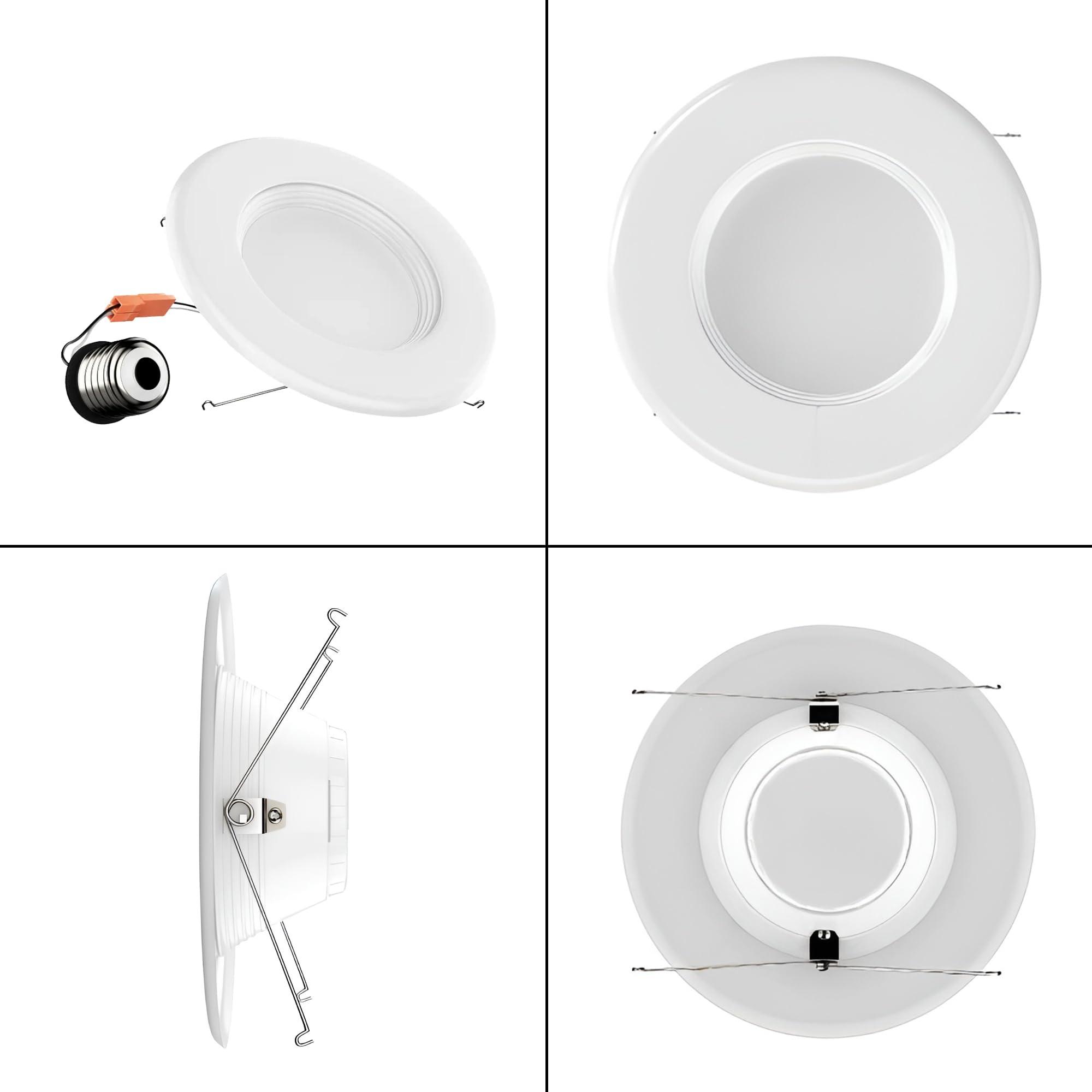 LEDMyplace.com LEDMyplace 5/6 inch 15W Round Dimmable Retrofit LED Recessed Downlight, Pack of 12, Replacement of 55W, 1100 Lumens, 3000K Warm White, Baffle Trim Can Lights, Ceiling Lighting for Home, Office