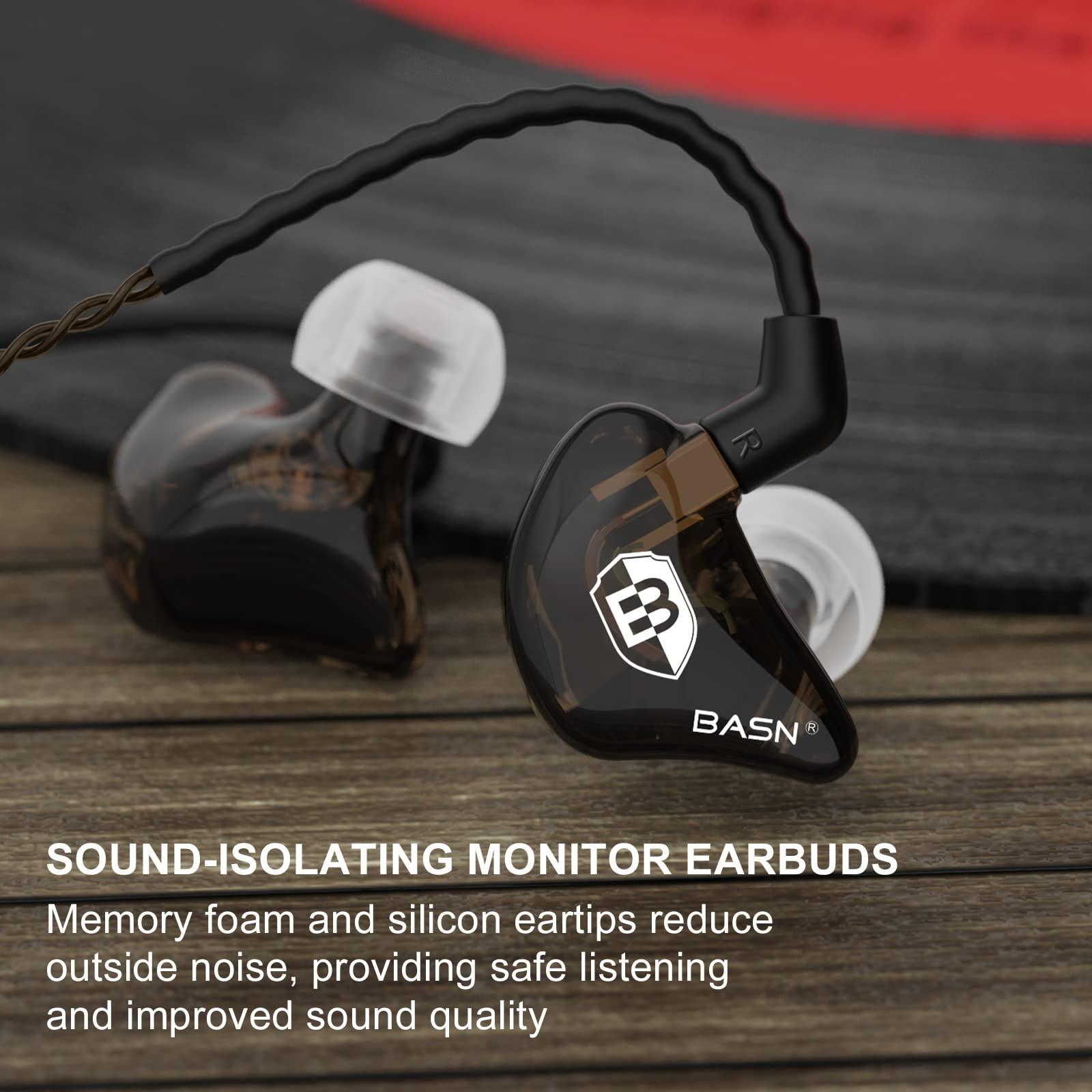 BASN BASN in Ear Monitor Headphones for Musicians, Bsinger 2nd Generation Sound Isolating Earphones with Dual Dynamic Drivers Detachable MMCX Cable (Brown)