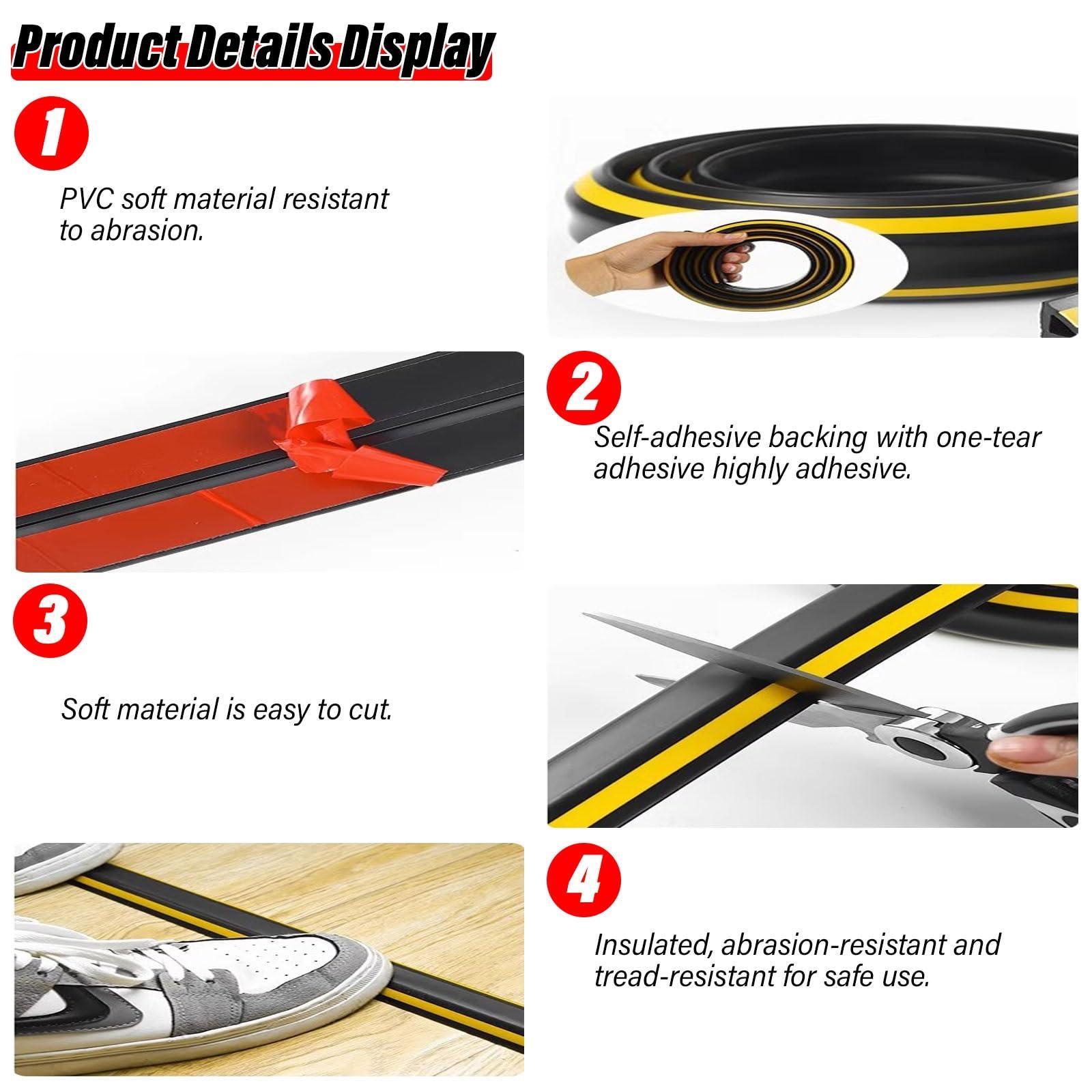 SUNULAN Cable Trunking,Wood-Effect Half round Cable Raceway,Self-Adhesive Backing Paintable Cable Trunking,Cable Concealer Management/Black-20Mm(79/100In)(Red 20Mm(79/100In))